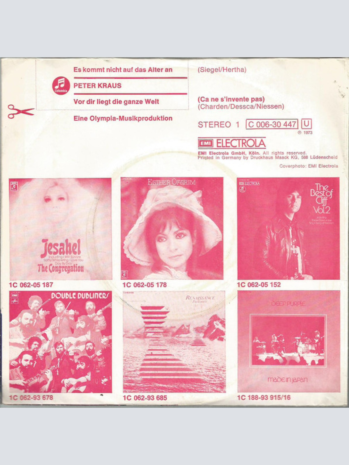 Vinyl / Peter Kraus - Es Kommt Nicht Auf Das Alter An / Vor Dir Liegt Die Ganze Welt