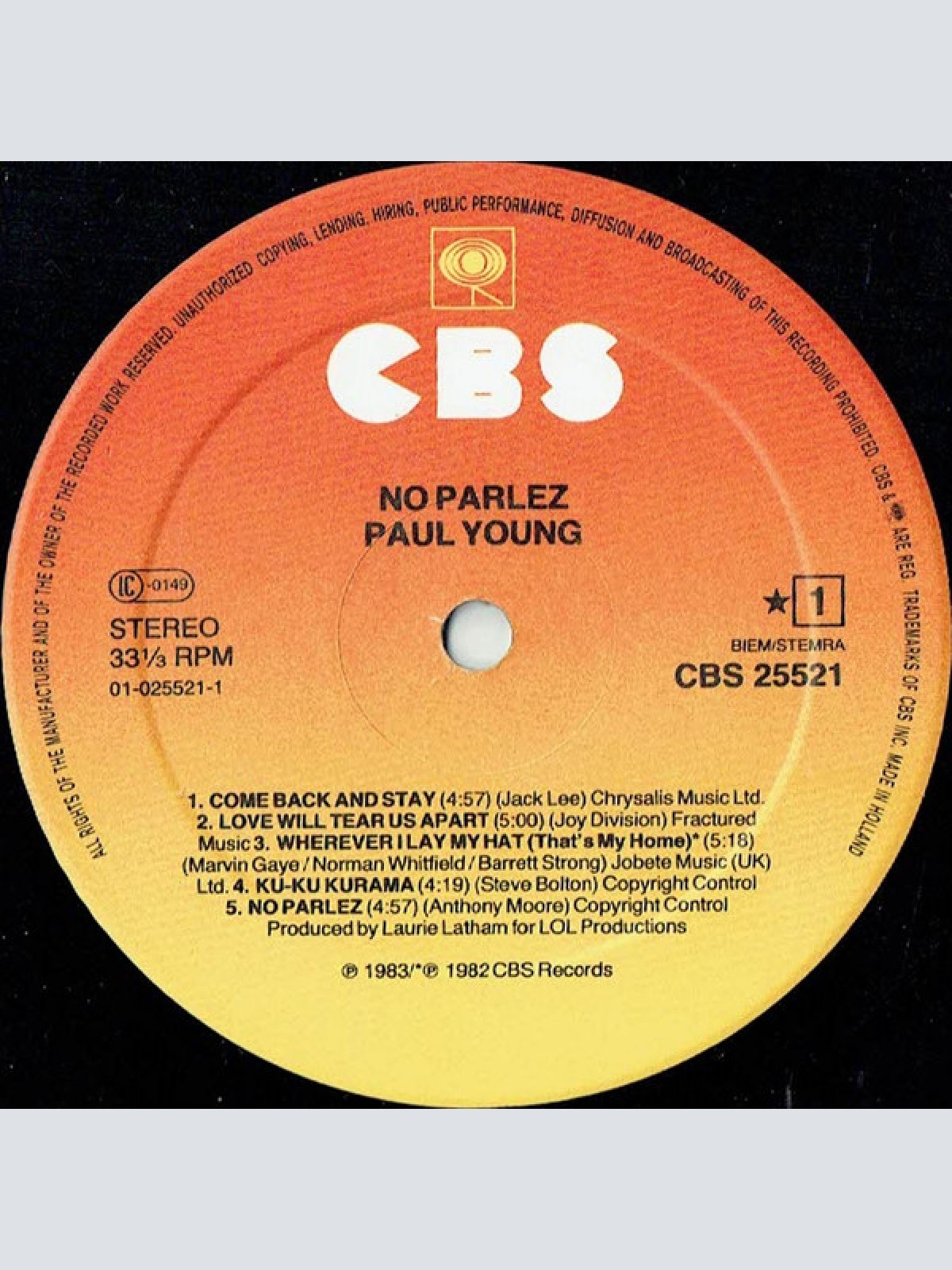 Vinyl / Paul Young - No Parlez