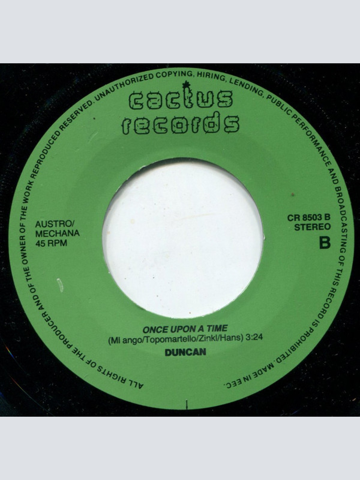 Vinyl / Duncan* - Don't Leave Me Honey / Once Upon A Time