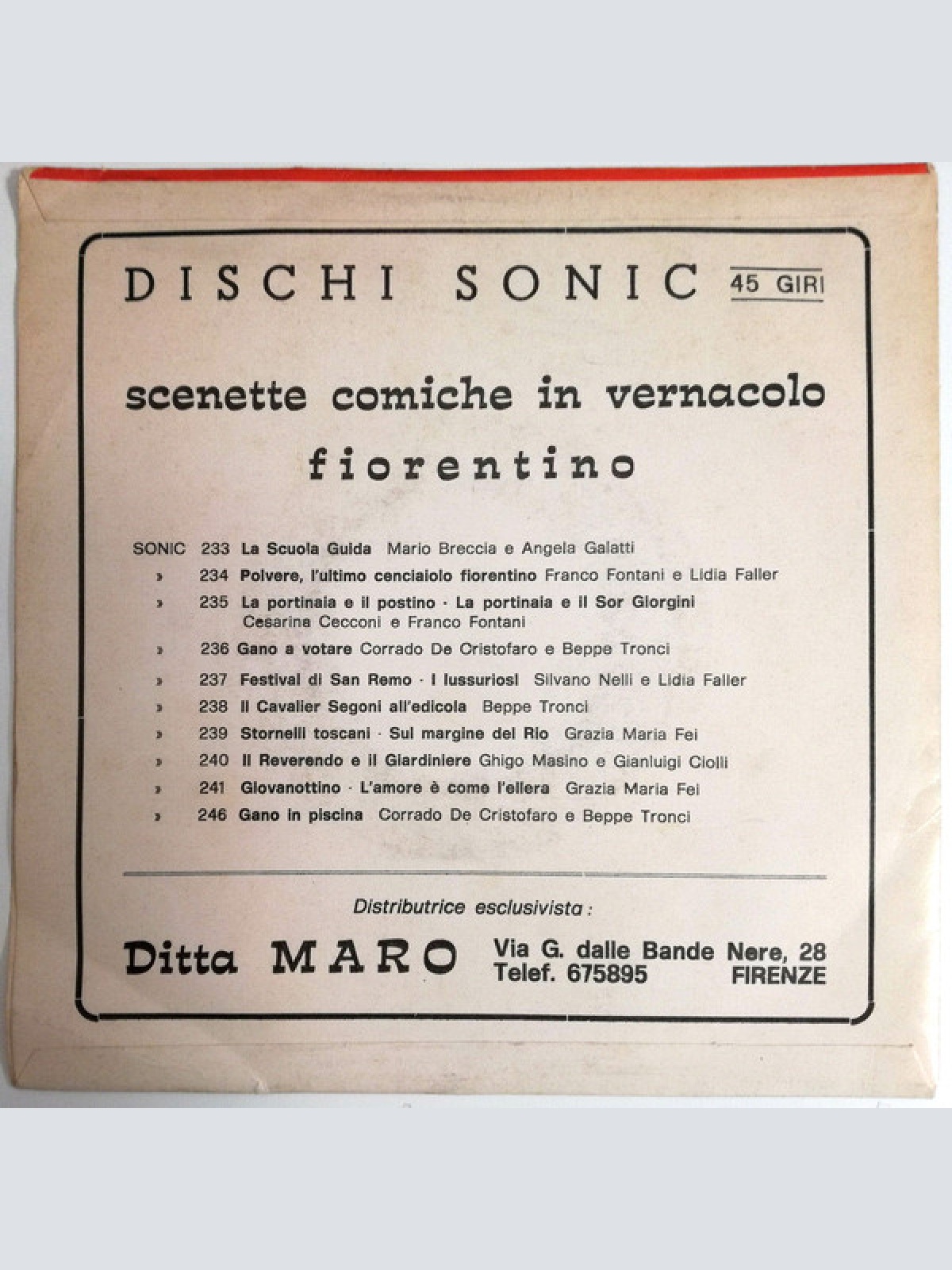 Vinyl / Beppe Tronci - Il Cavalier Segoni All'Edicola