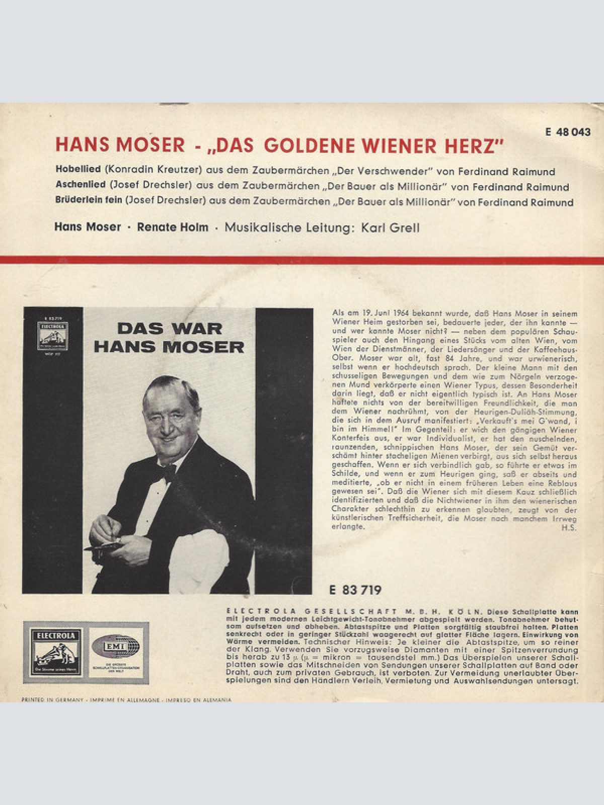 Vinyl / Hans Moser - Das Goldene Wiener Herz