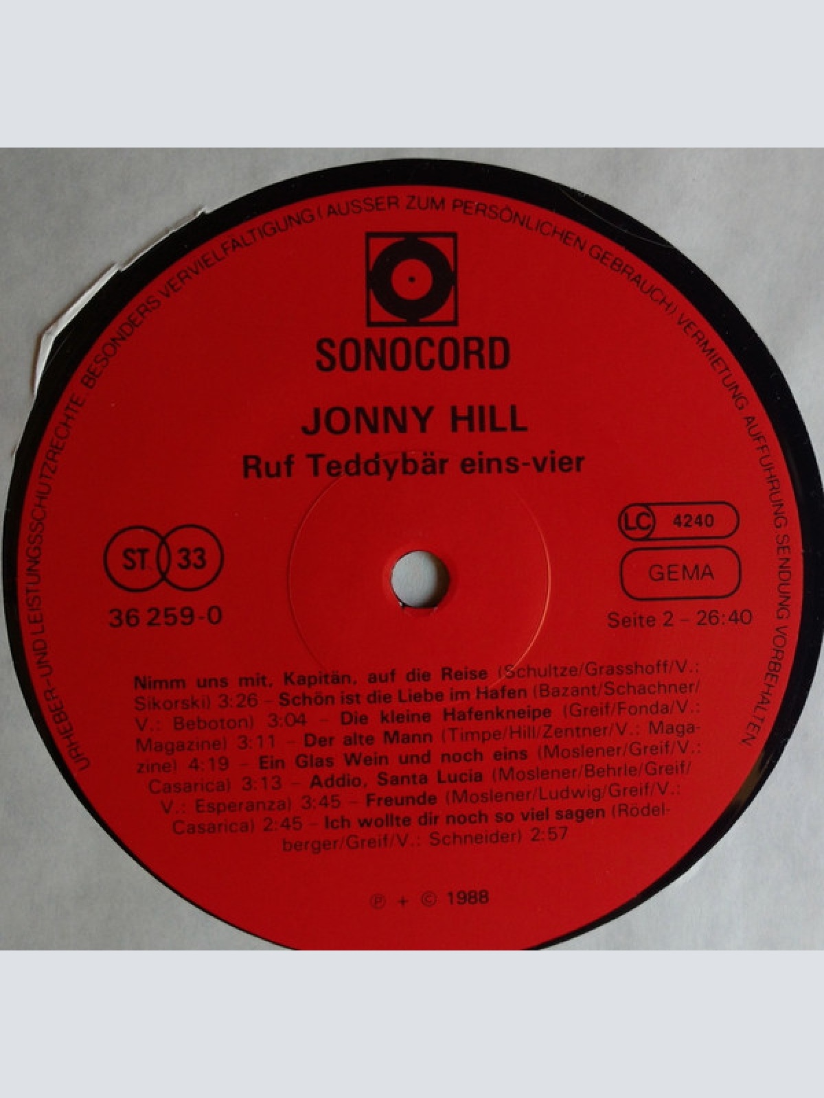 Vinyl / Jonny Hill - Ruf Teddybär Eins-Vier