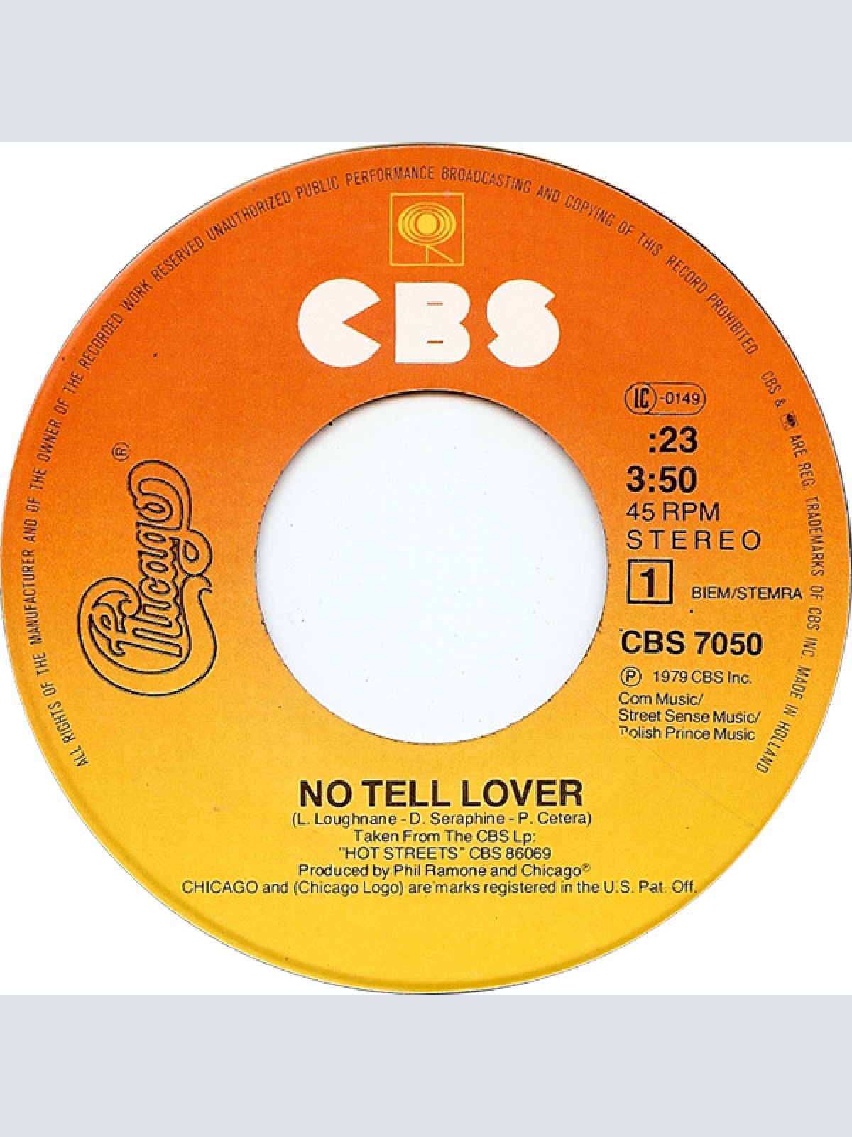 Vinyl / Chicago (2) - No Tell Lover