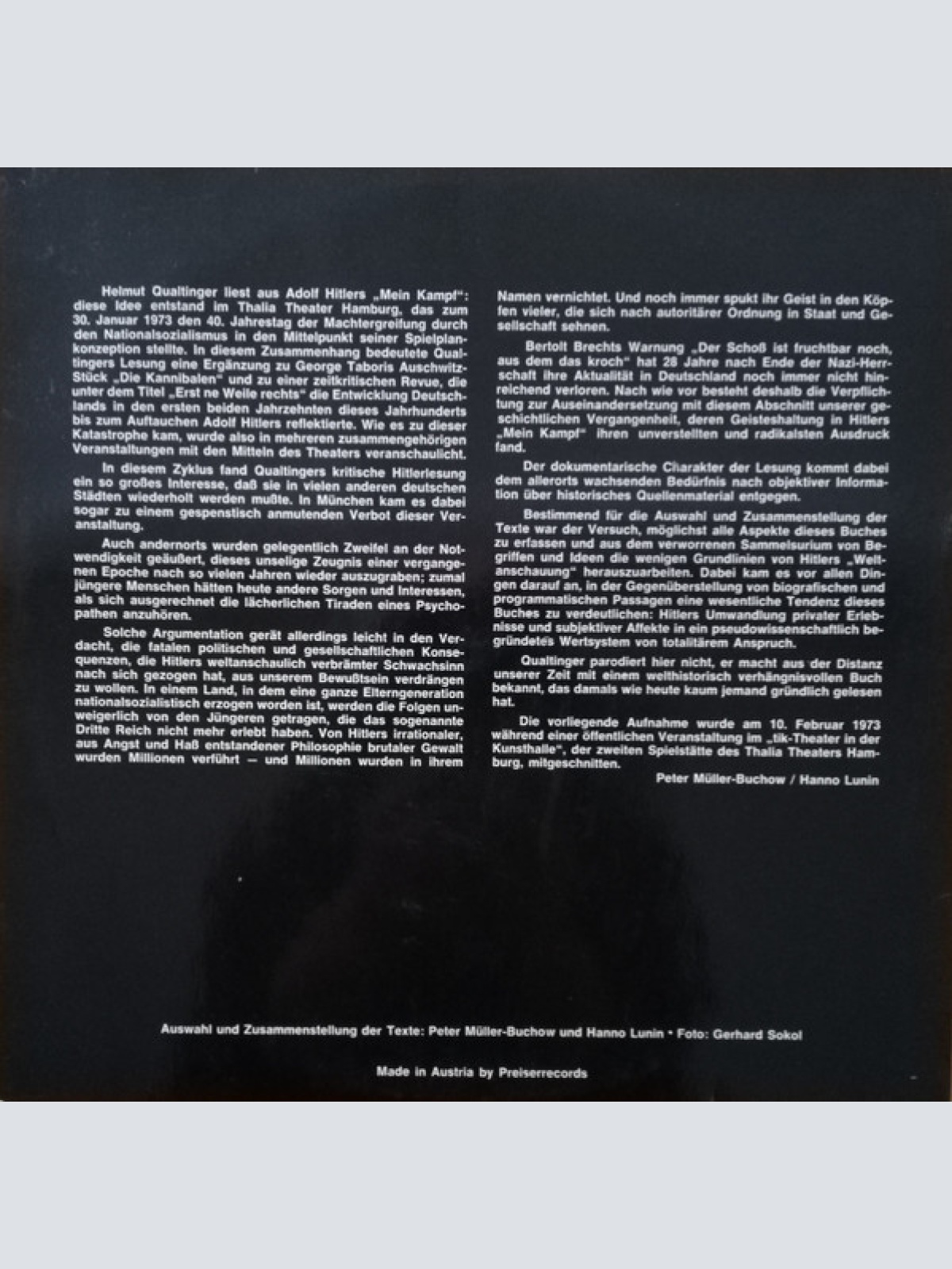 Vinyl / Adolf Hitler - Helmut Qualtinger - Mein Kampf - Eine Lesung Von Helmut Qualtinger