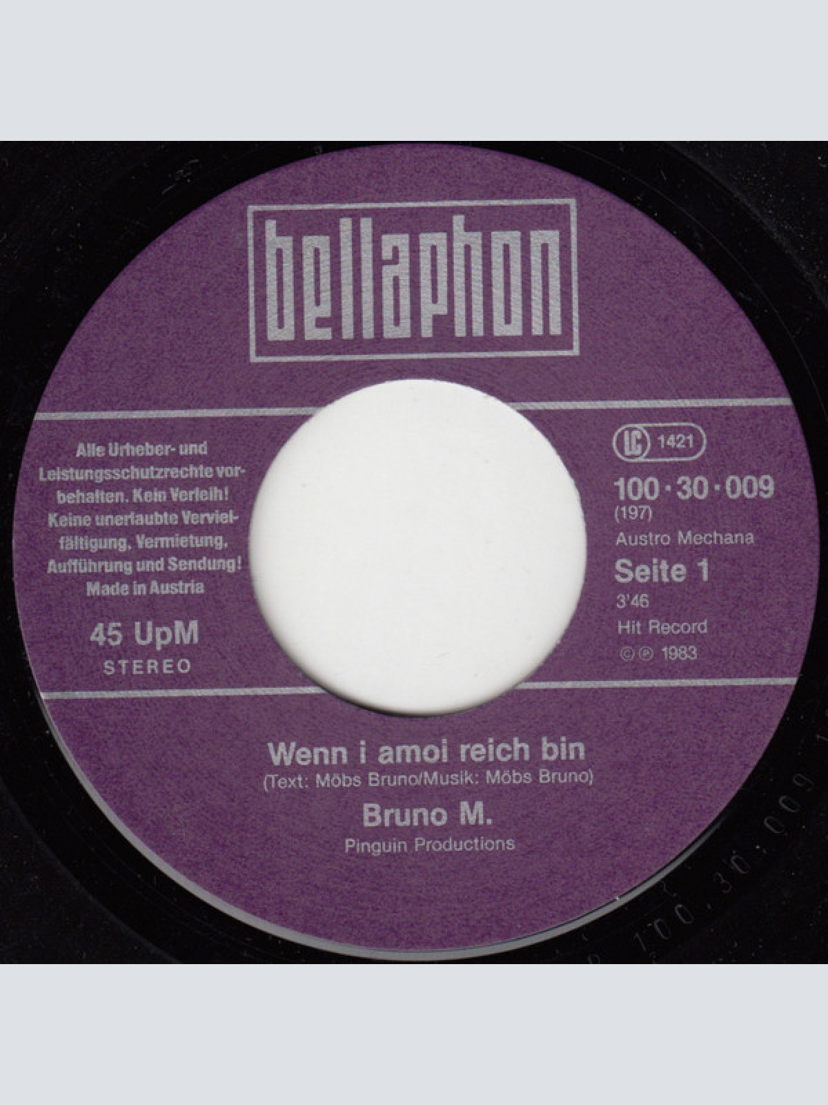 Vinyl / Bruno M.* - Wann I Amoi Reich Bin
