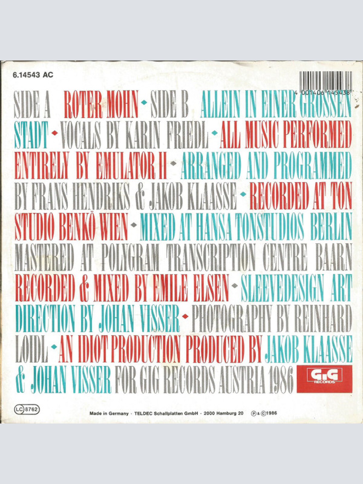 Vinyl / Karin* - Roter Mohn