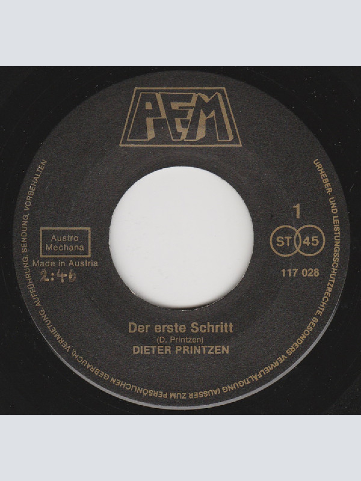 Vinyl / Dieter Printzen - Der Erste Schritt / Am Ende Der Welt