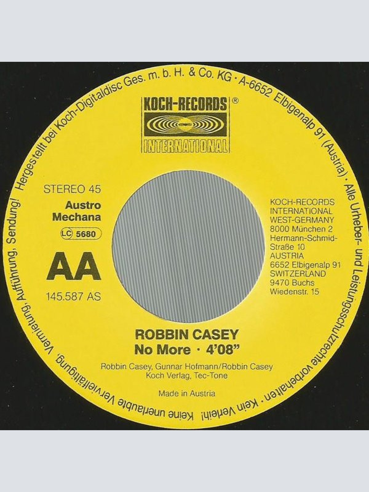 Vinyl / Robbin Casey - This Is Life / No More