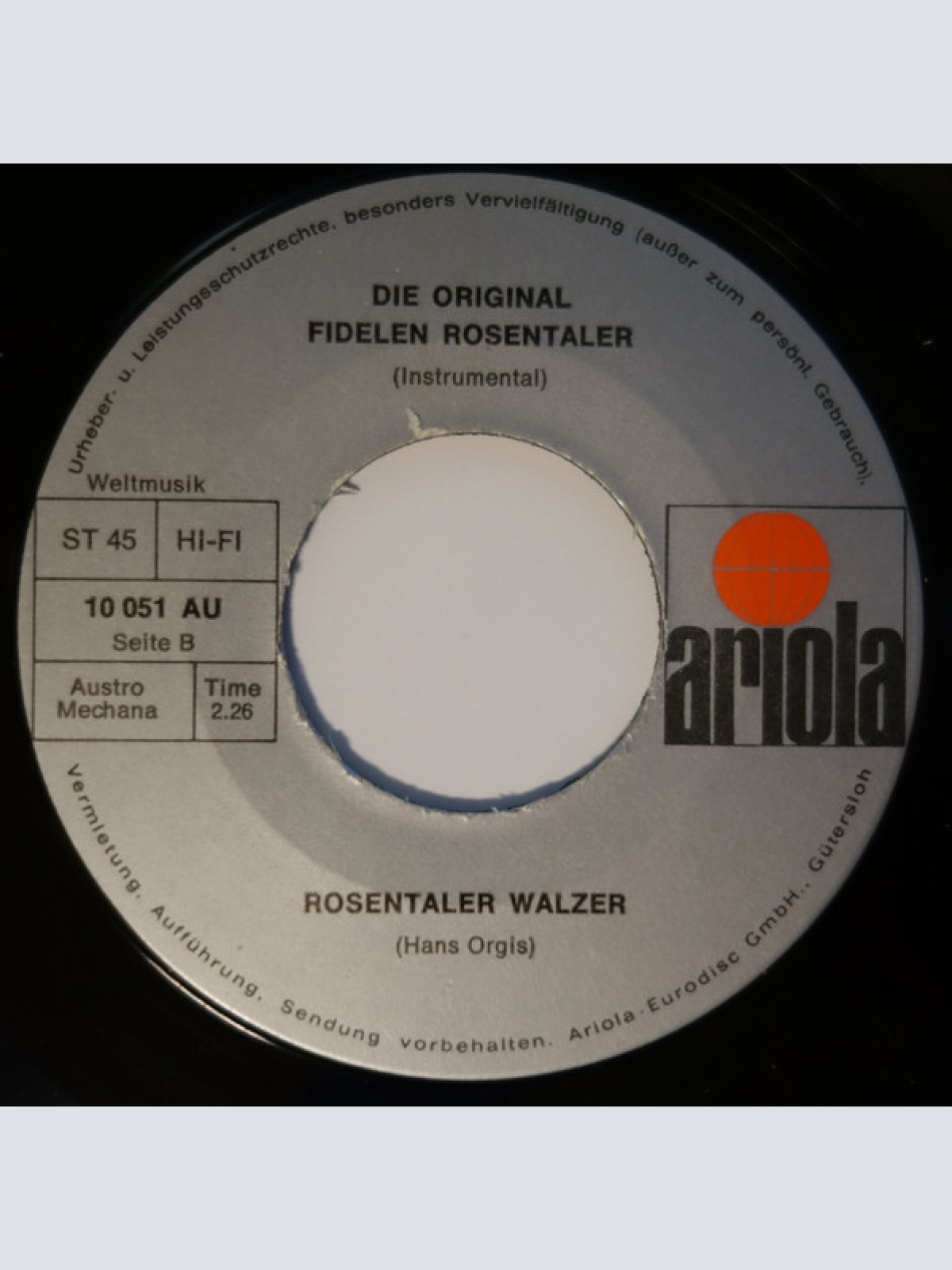 Vinyl / Die Orig. Fidelen Rosentaler* - Rosentaler Polka
