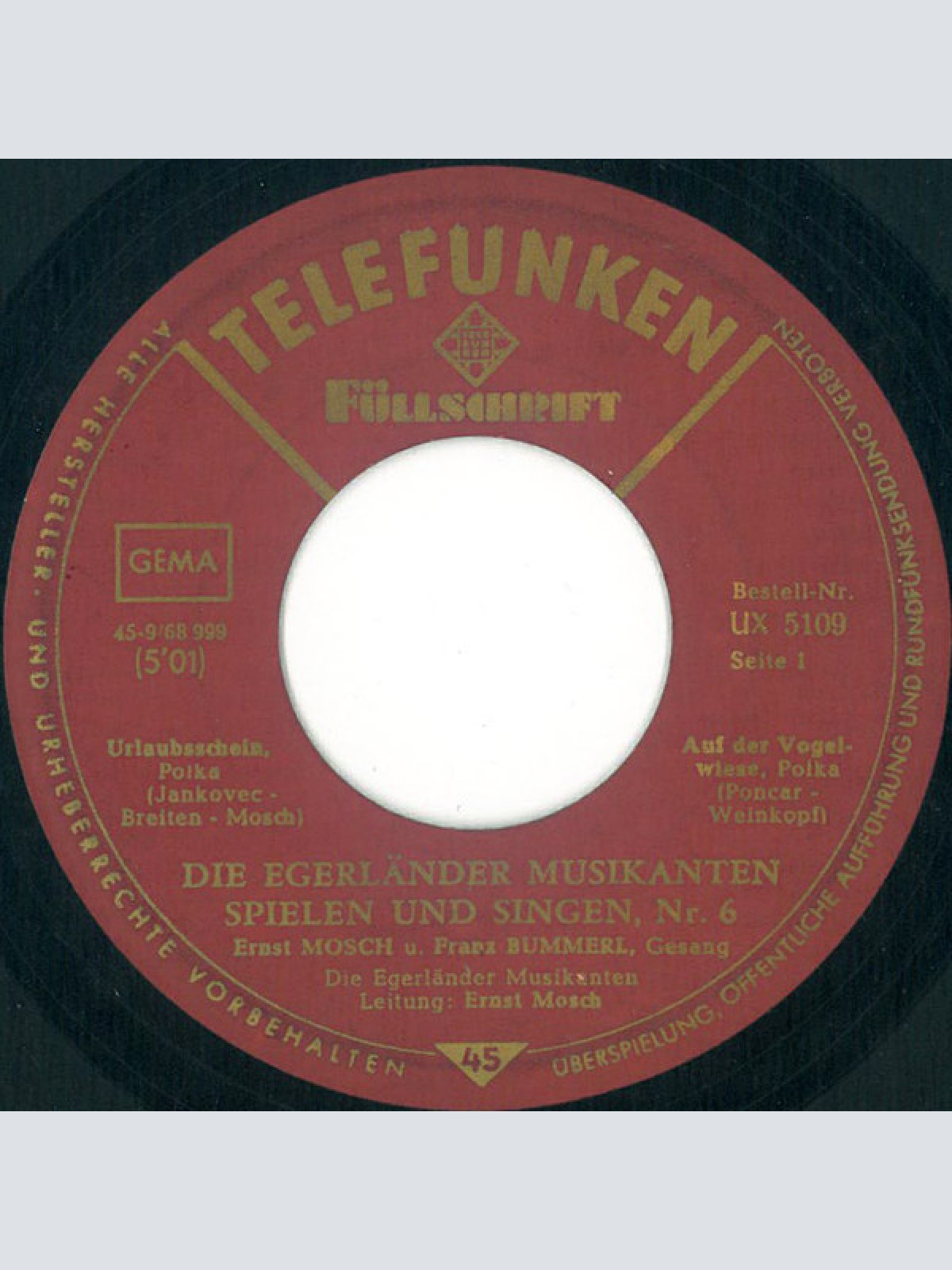 Vinyl / Die Egerländer Musikanten* - Die Egerländer Musikanten Spielen Und Singen - Nr. 6