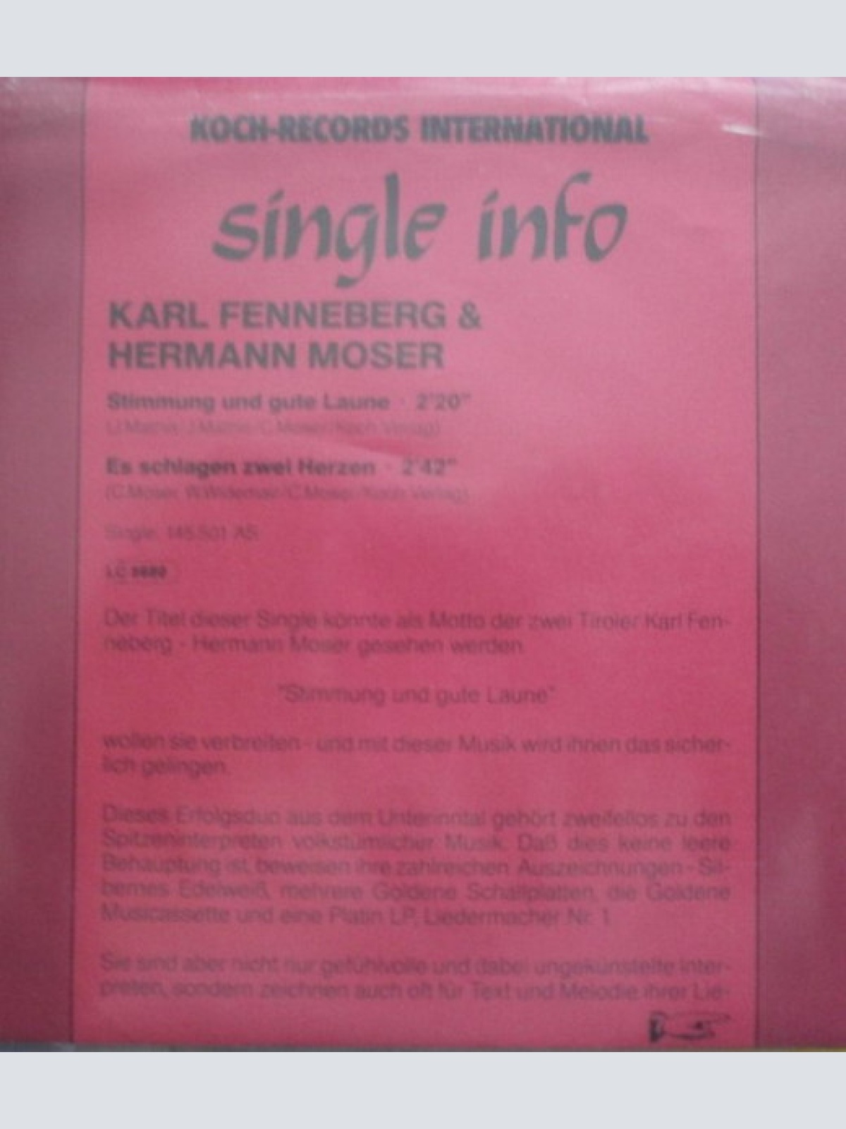 Vinyl / Die Zwei Tiroler Fenneberg-Moser* - Stimmung Und Gute Laune