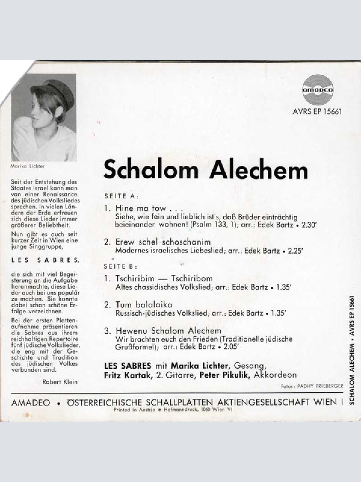 Vinyl / Les Sabres (2) - Schalom Alechem !