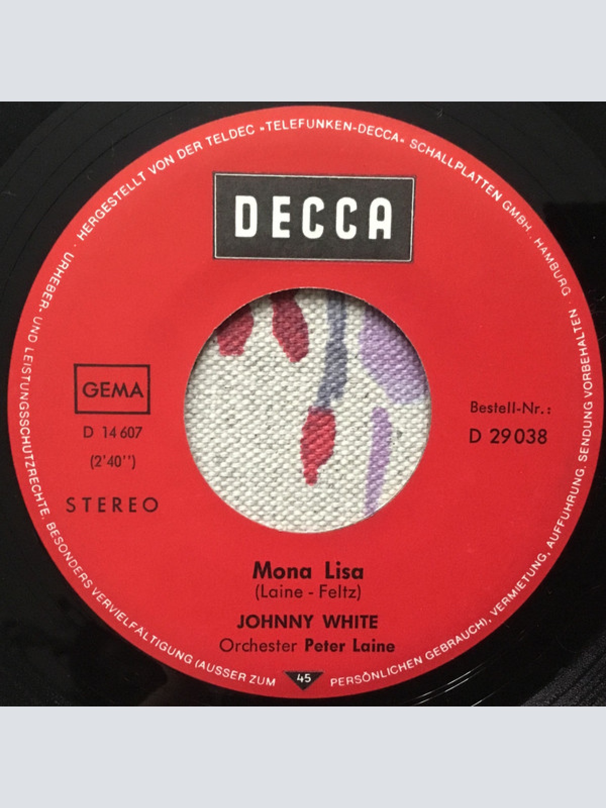 Vinyl / Johnny White (3), Orchester Peter Laine - Maria / Mona Lisa