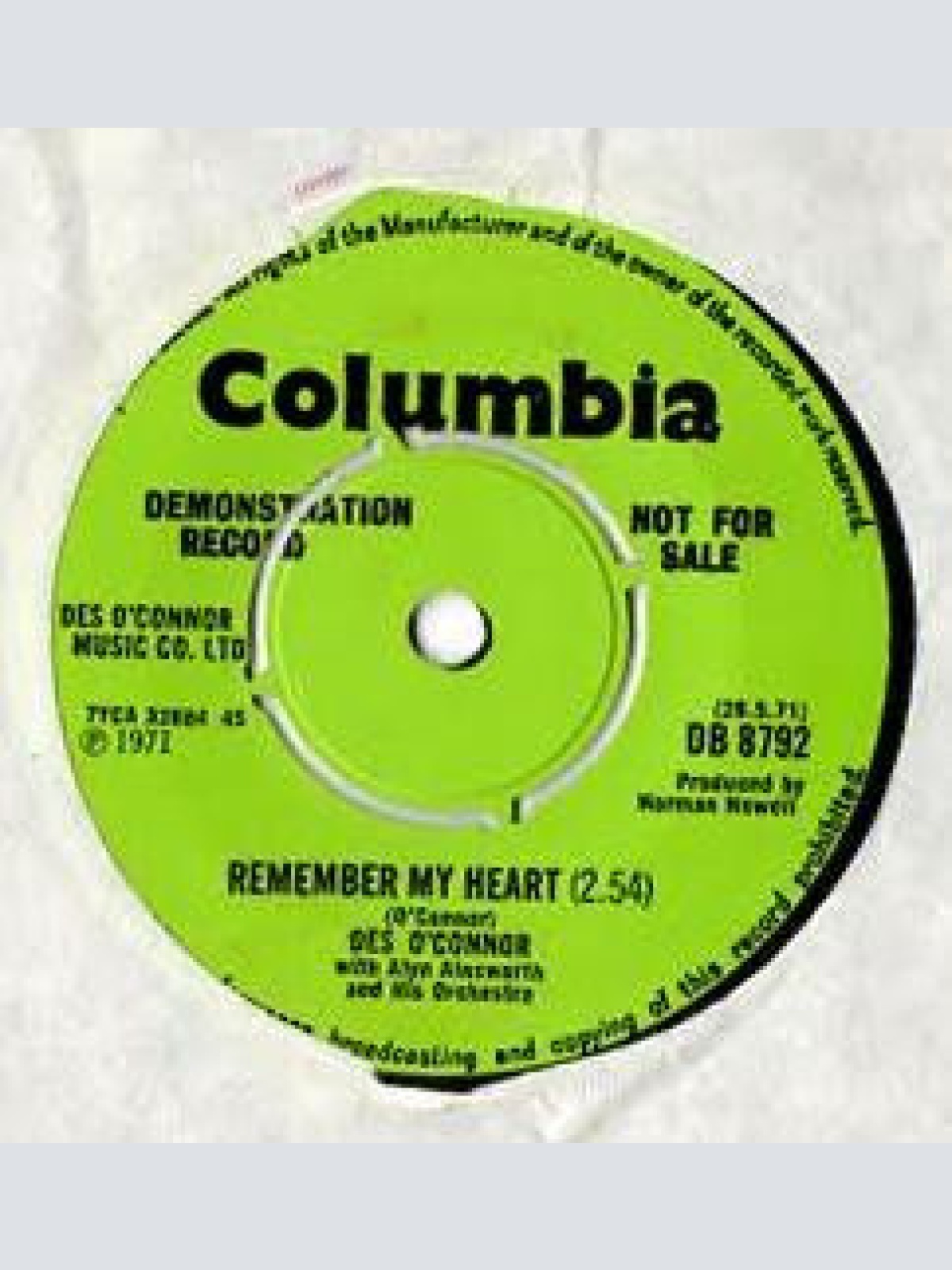 Vinyl / Des O'Connor - To Be The One You Love