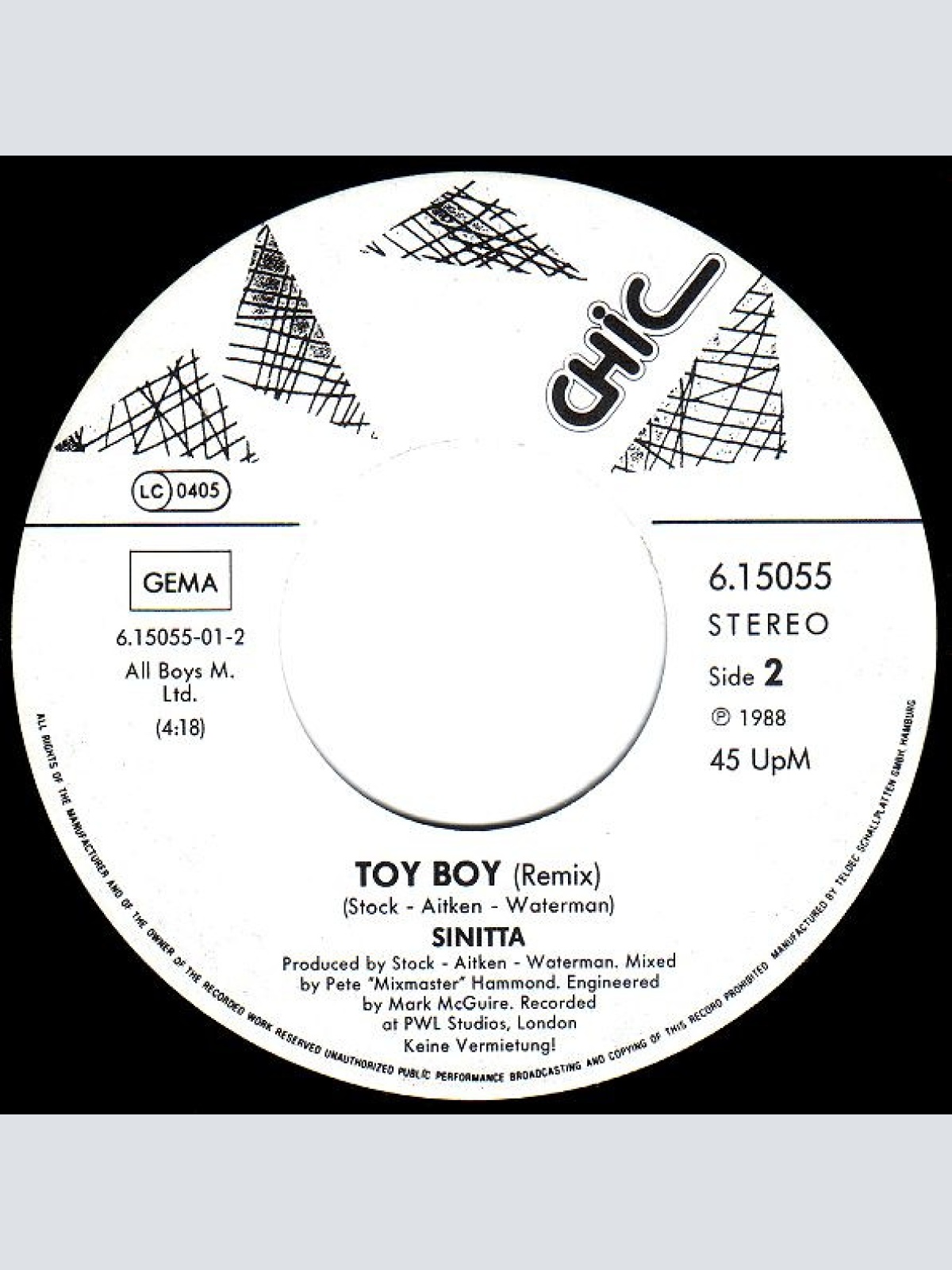 Vinyl / Sinitta - Cross My Broken Heart (Remix)