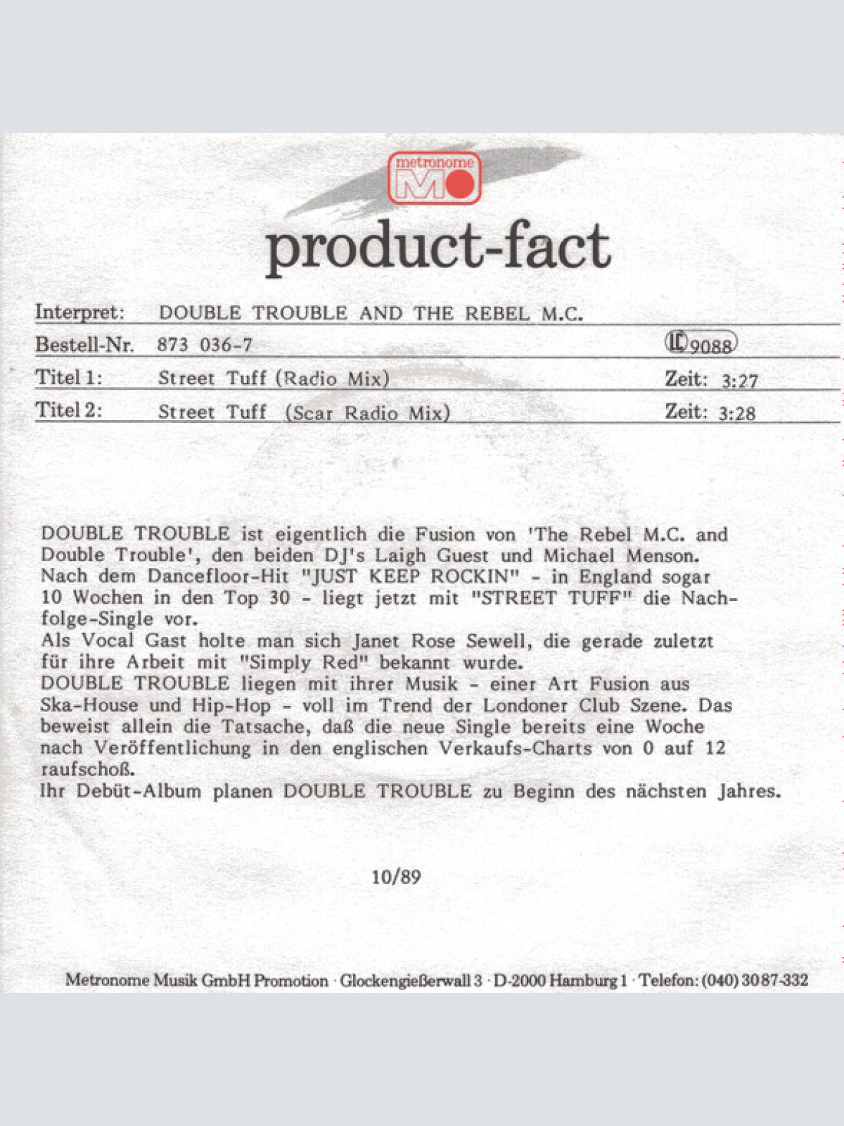 Vinyl / Rebel MC And Double Trouble - Street Tuff