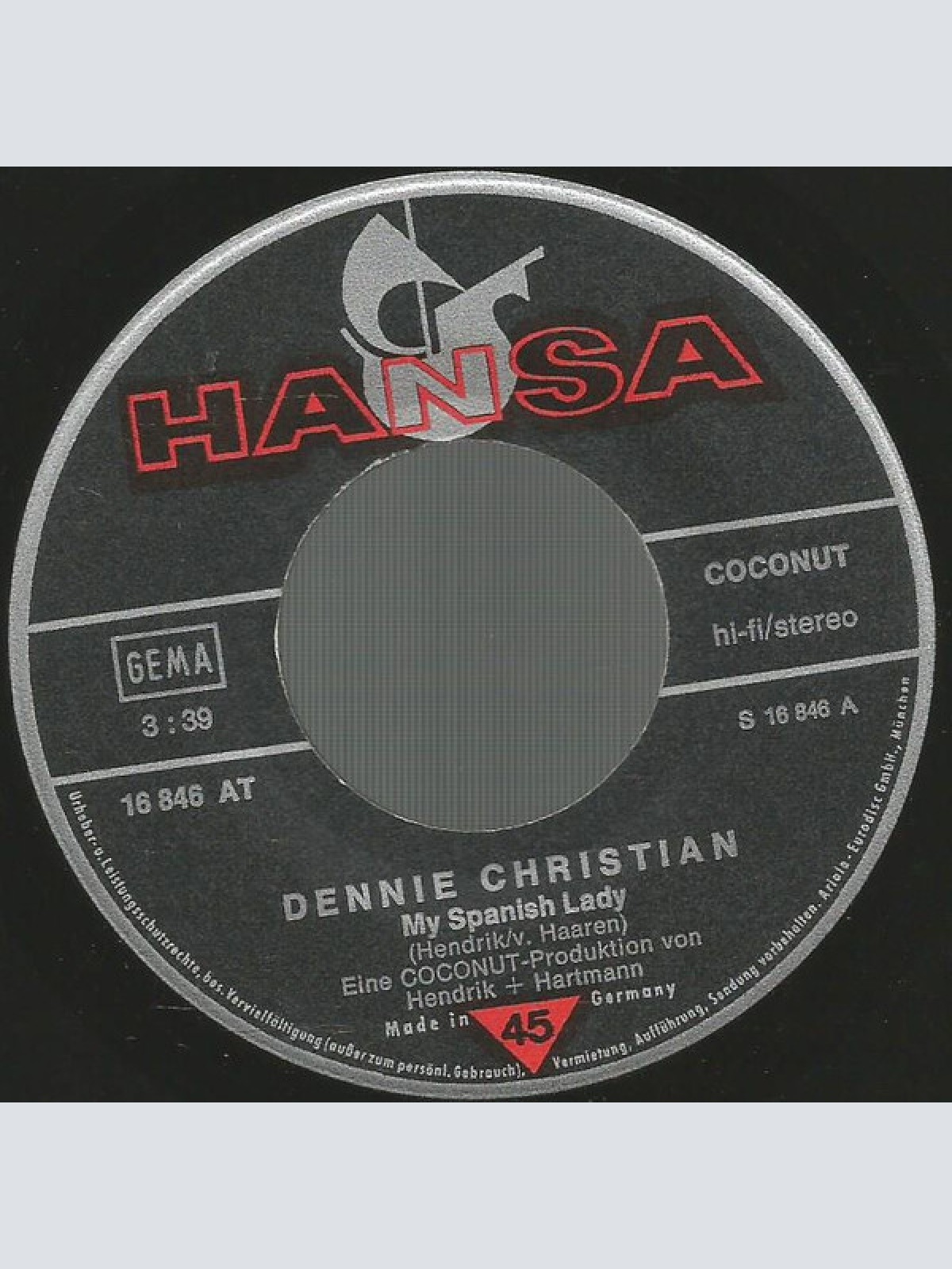 Vinyl / Dennie Christian - My Spanish Lady