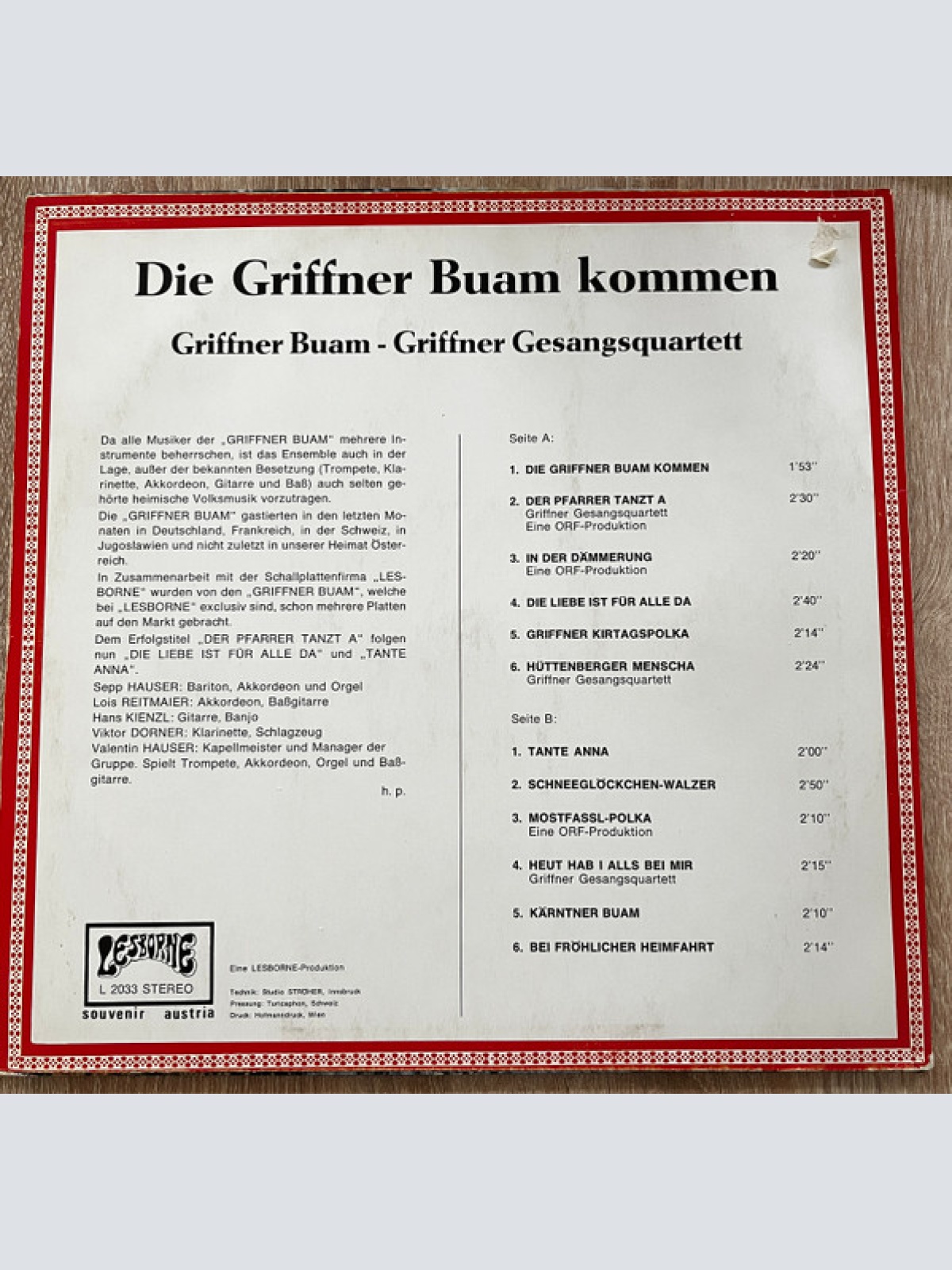 Vinyl / Die Griffner Buam* - Kommen