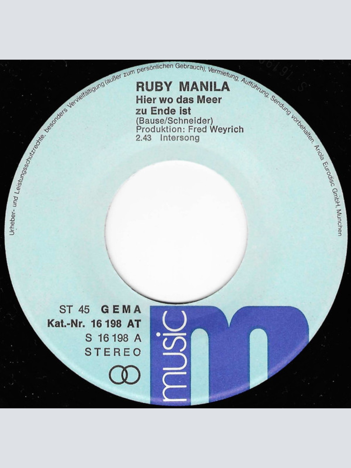 Vinyl / Ruby Manila - Hier, Wo Das Meer Zu Ende Ist / Sayonara, Auf Wiederseh'n