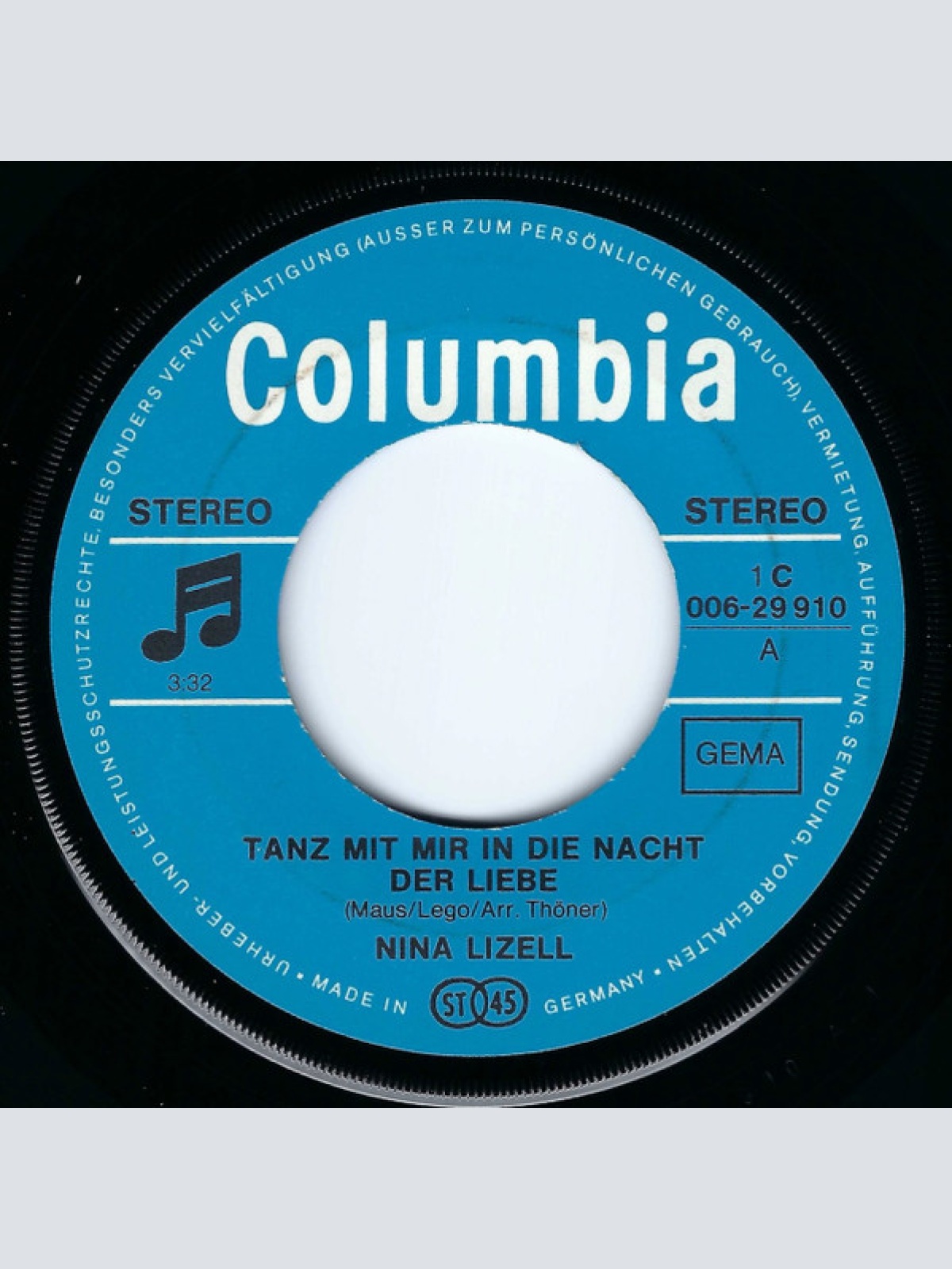 Vinyl / Nina Lizell - Tanz' Mit Mir In Die Nacht Der Liebe