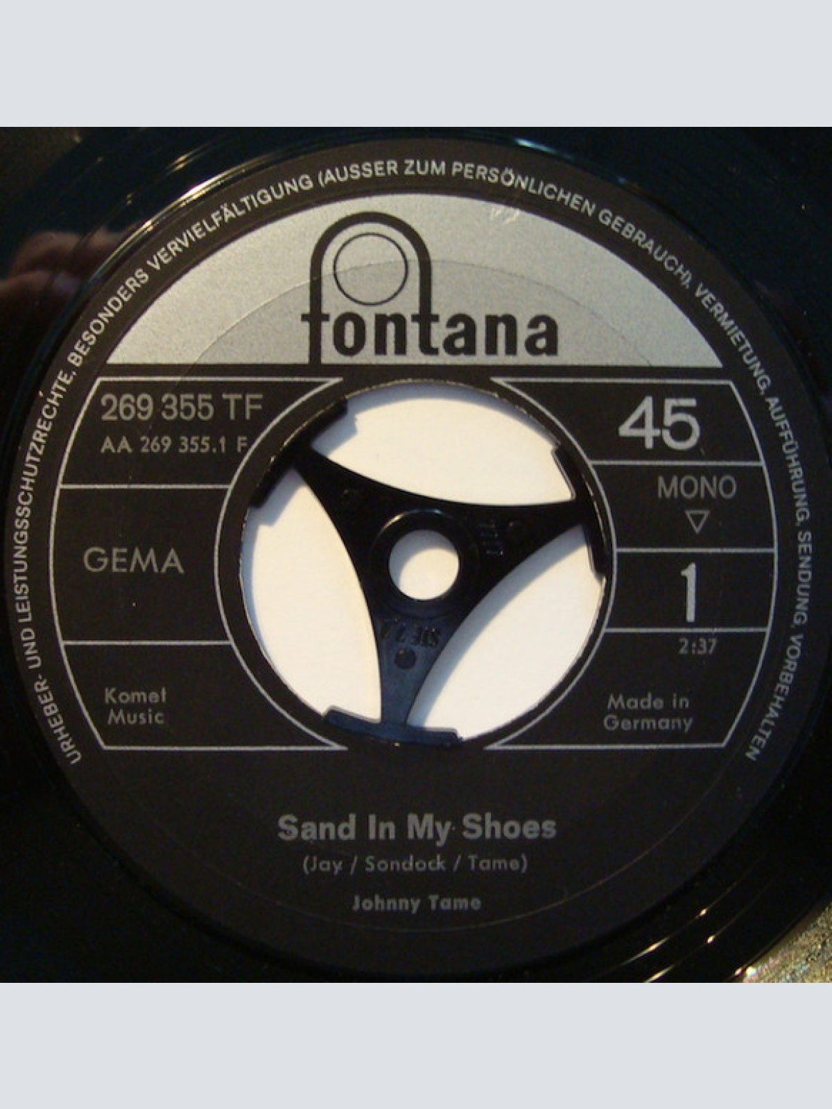 Vinyl / Johnny Tame - Sand In My Shoes / Steak And Cake
