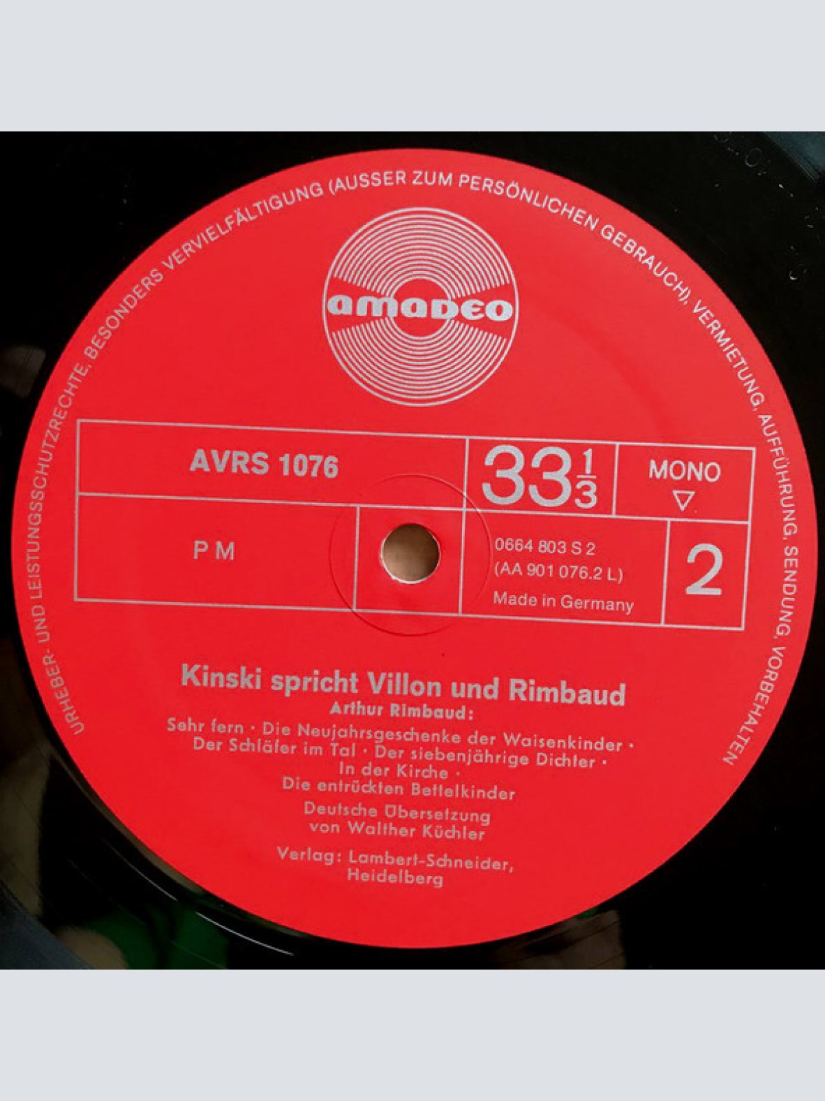 Vinyl / Klaus Kinski - Kinski Spricht Villon Und Rimbaud 1