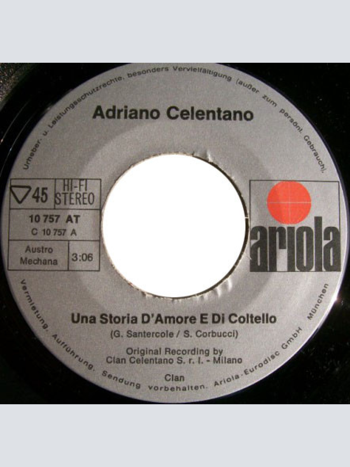 Vinyl / Adriano Celentano - Una Storia D'Amore E Di Coltello / Er Piu'
