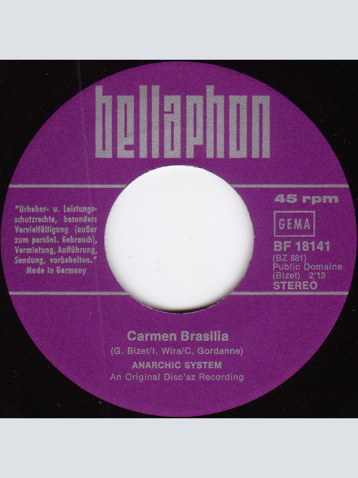 Vinyl / Anarchic System - Carmen Brasilia (Version Originale)