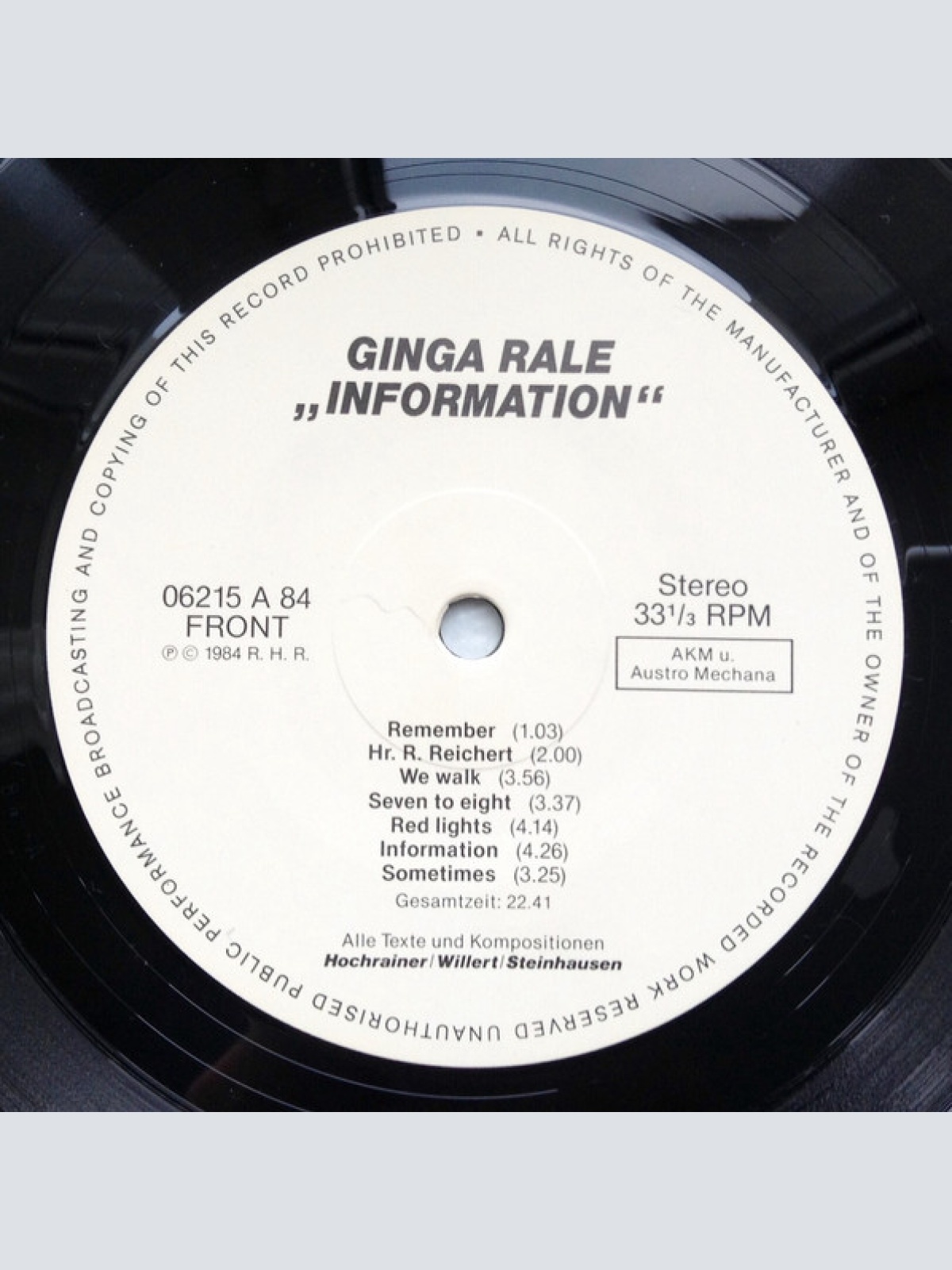 Vinyl / Ginga Rale* - Information