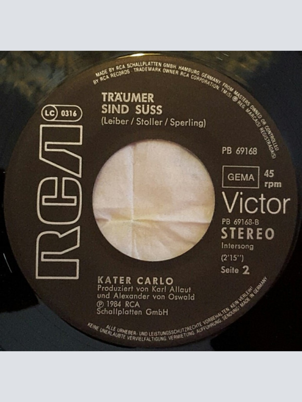 Vinyl / Kater Carlo - Wir Tun's Nie Wieder / Träumer Sind Süss