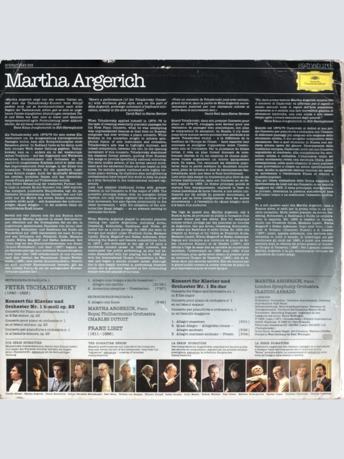 Vinyl / Tschaikowsky* • Liszt* - Martha Argerich, Charles Dutoit, Claudio Abbado - Klavierkonzert • Piano Concerto No.1