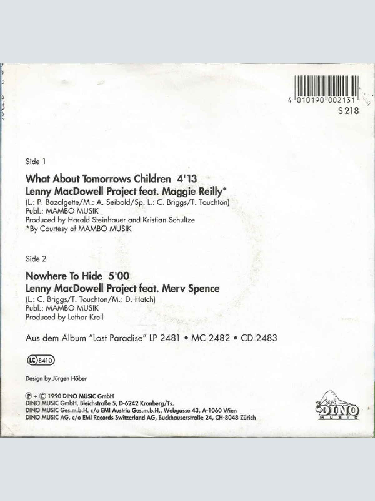 Vinyl / The Lenny MacDowell Project* Featuring Maggie Reilly - What About Tomorrows Children