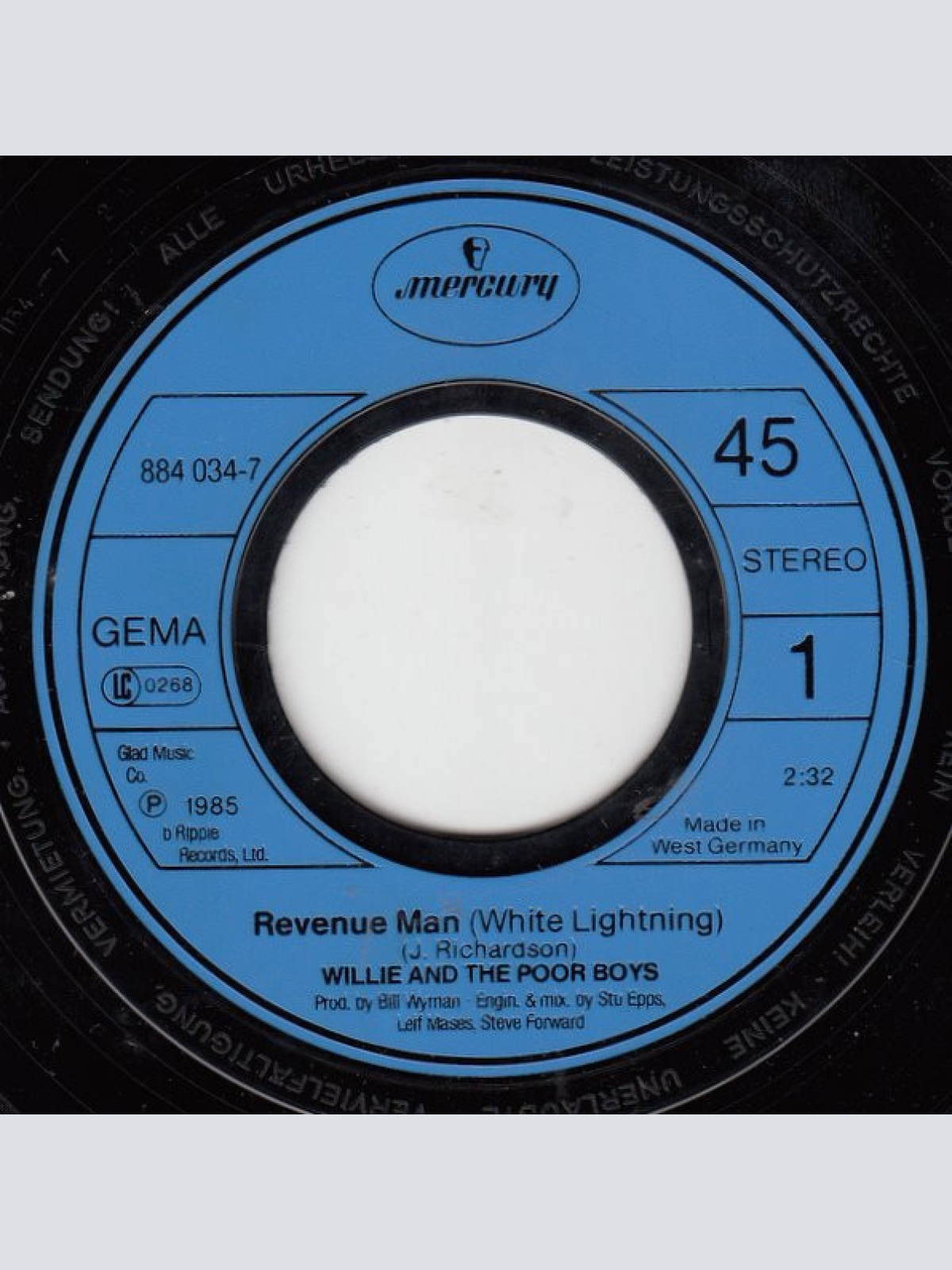 Vinyl / Willie And The Poor Boys - Revenue Man / These Arms Of Mine