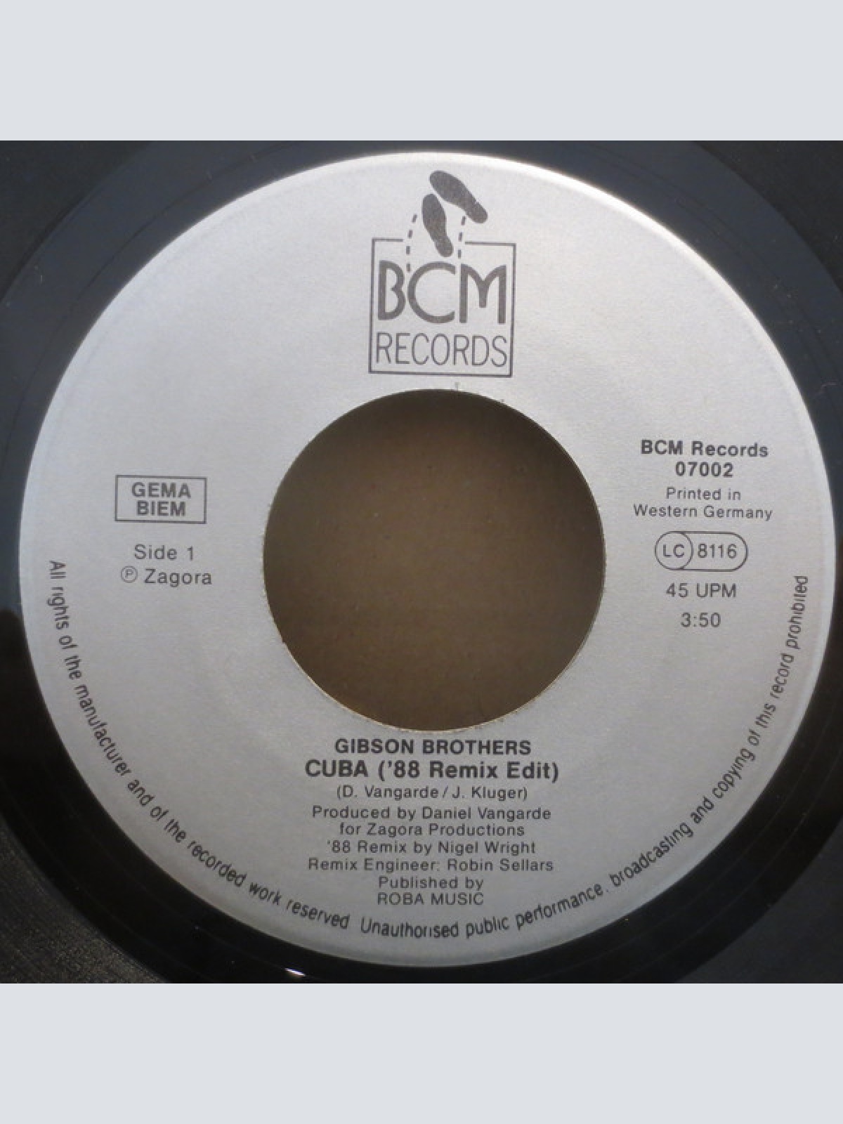 Vinyl / Gibson Brothers - Cuba ('88 Remix)