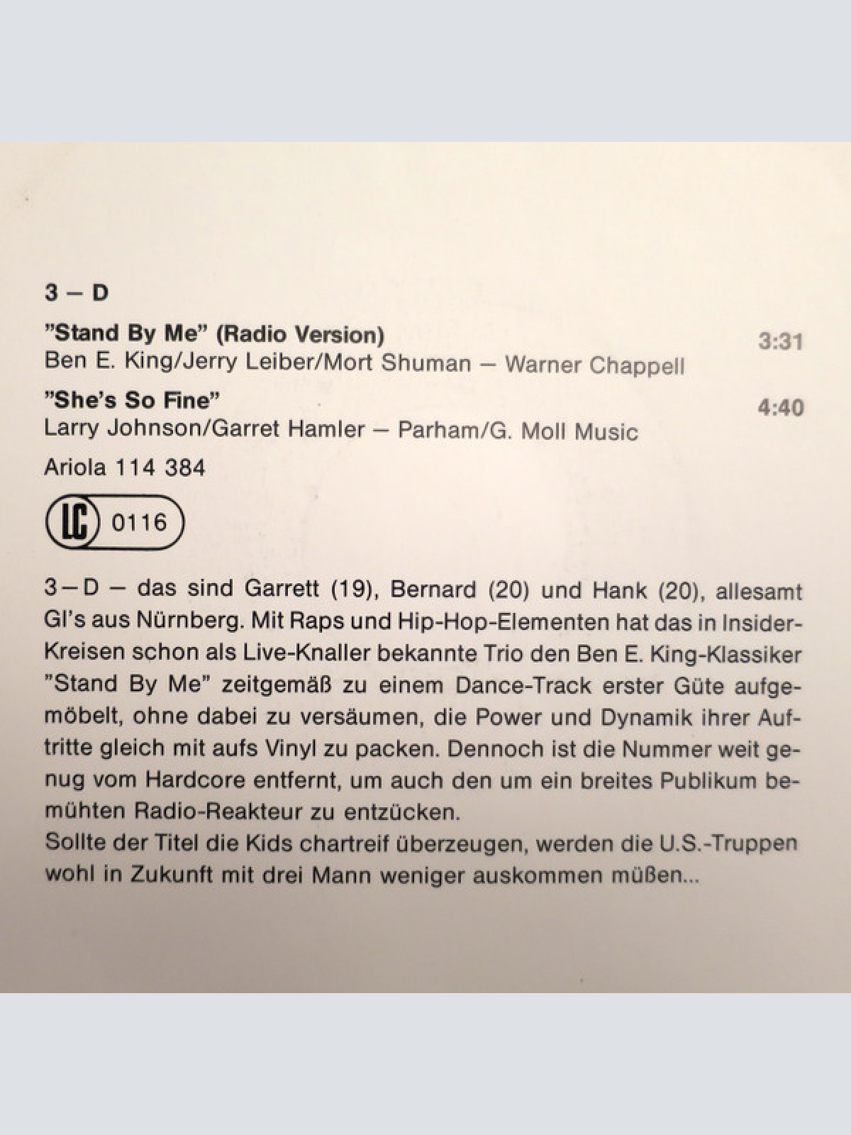 Vinyl / 3-D (10) - Stand By Me