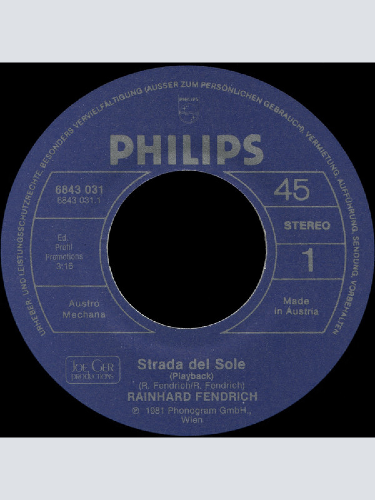 Vinyl / Rainhard Fendrich - Strada Del Sole