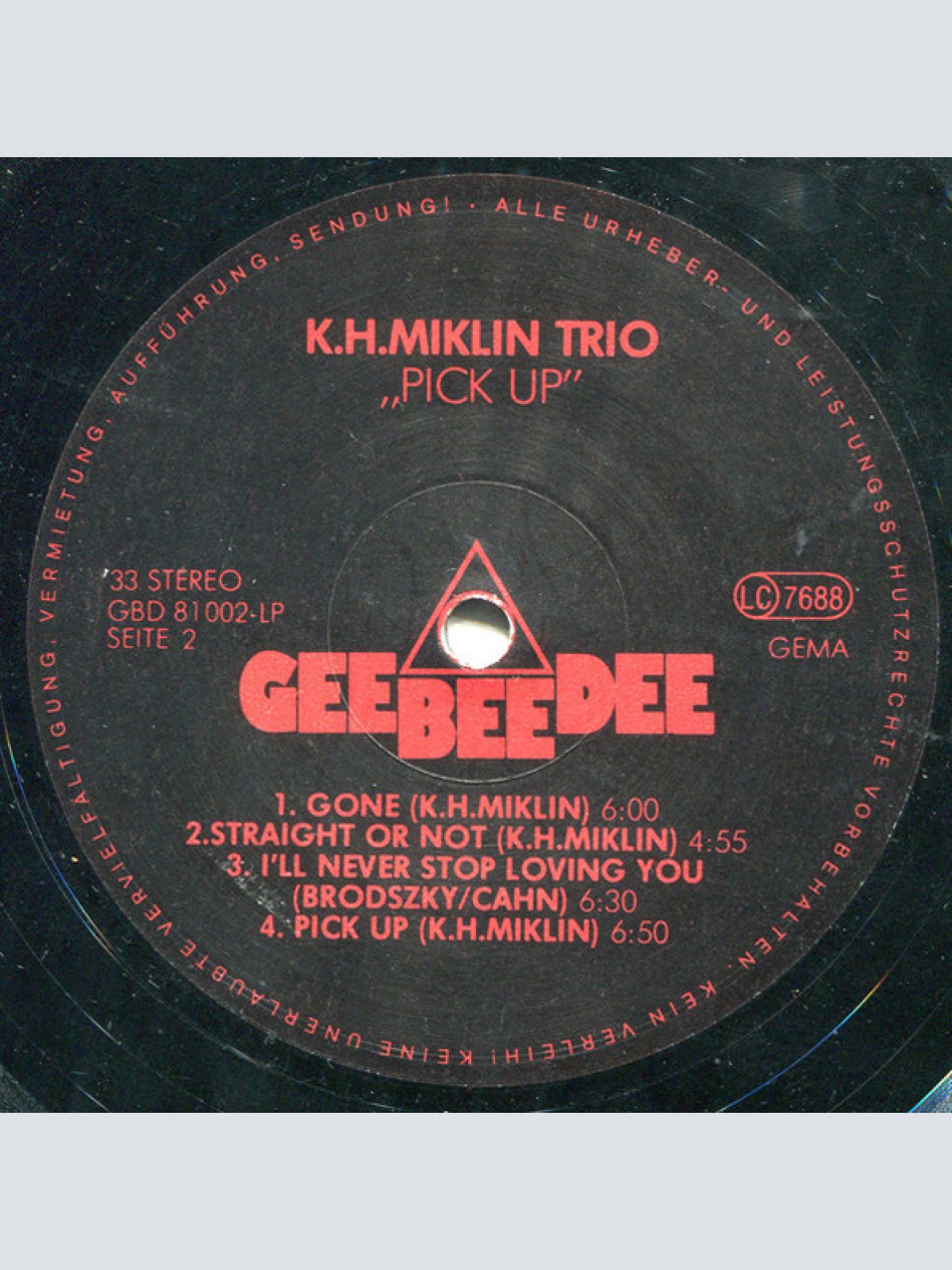 Vinyl / K. H. Miklin Trio* - Pick Up