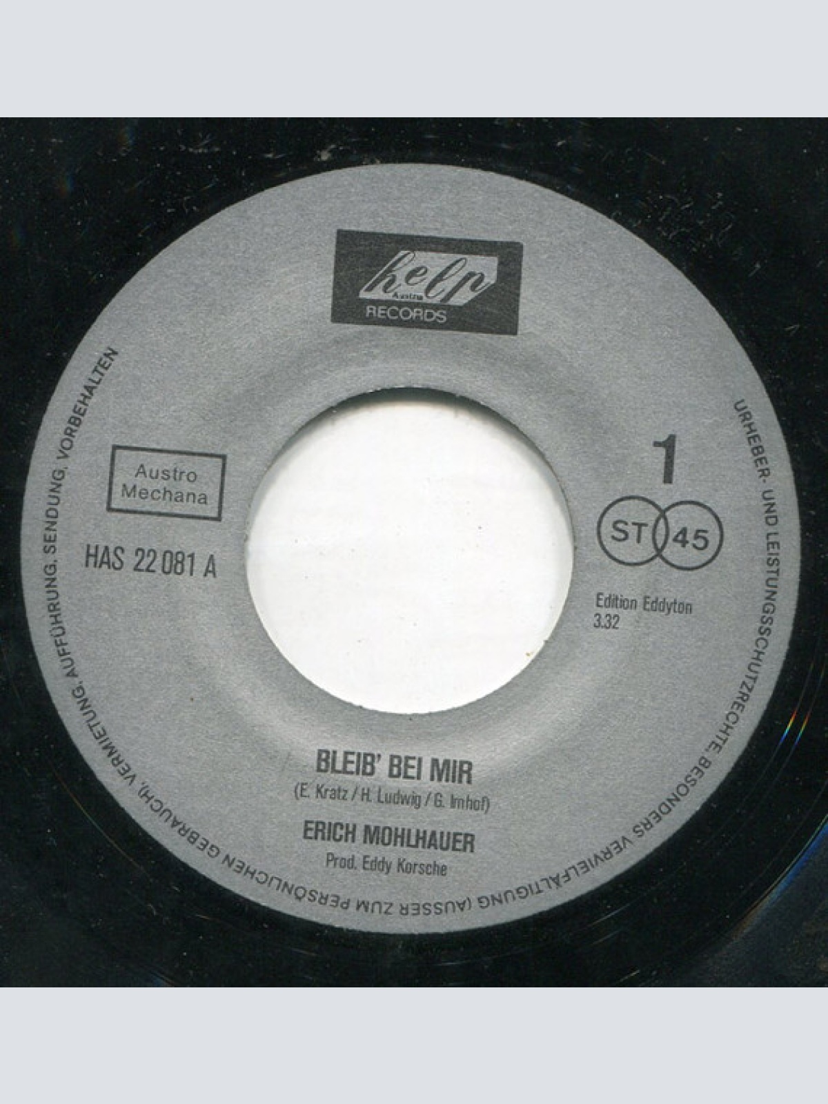 Vinyl / Erich Mohlhauer - Bleib' Bei Mir / Tina