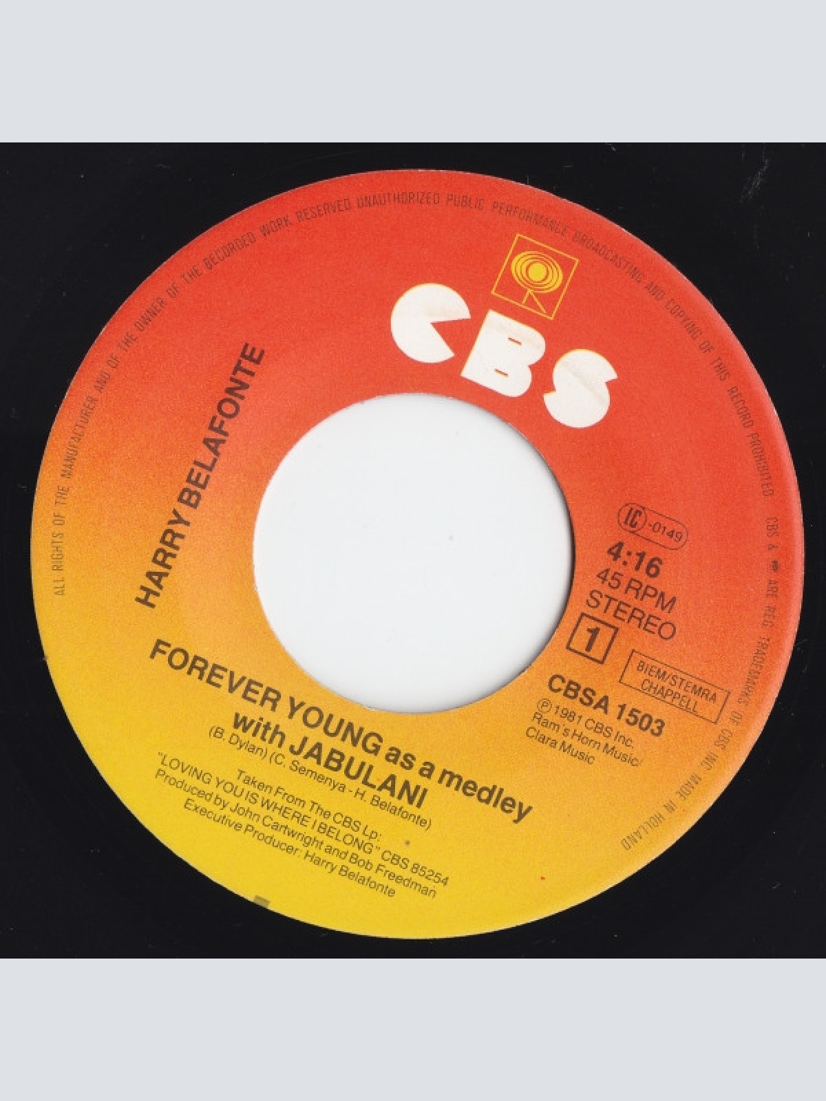 Vinyl / Harry Belafonte - Forever Young / Something To Hold On To