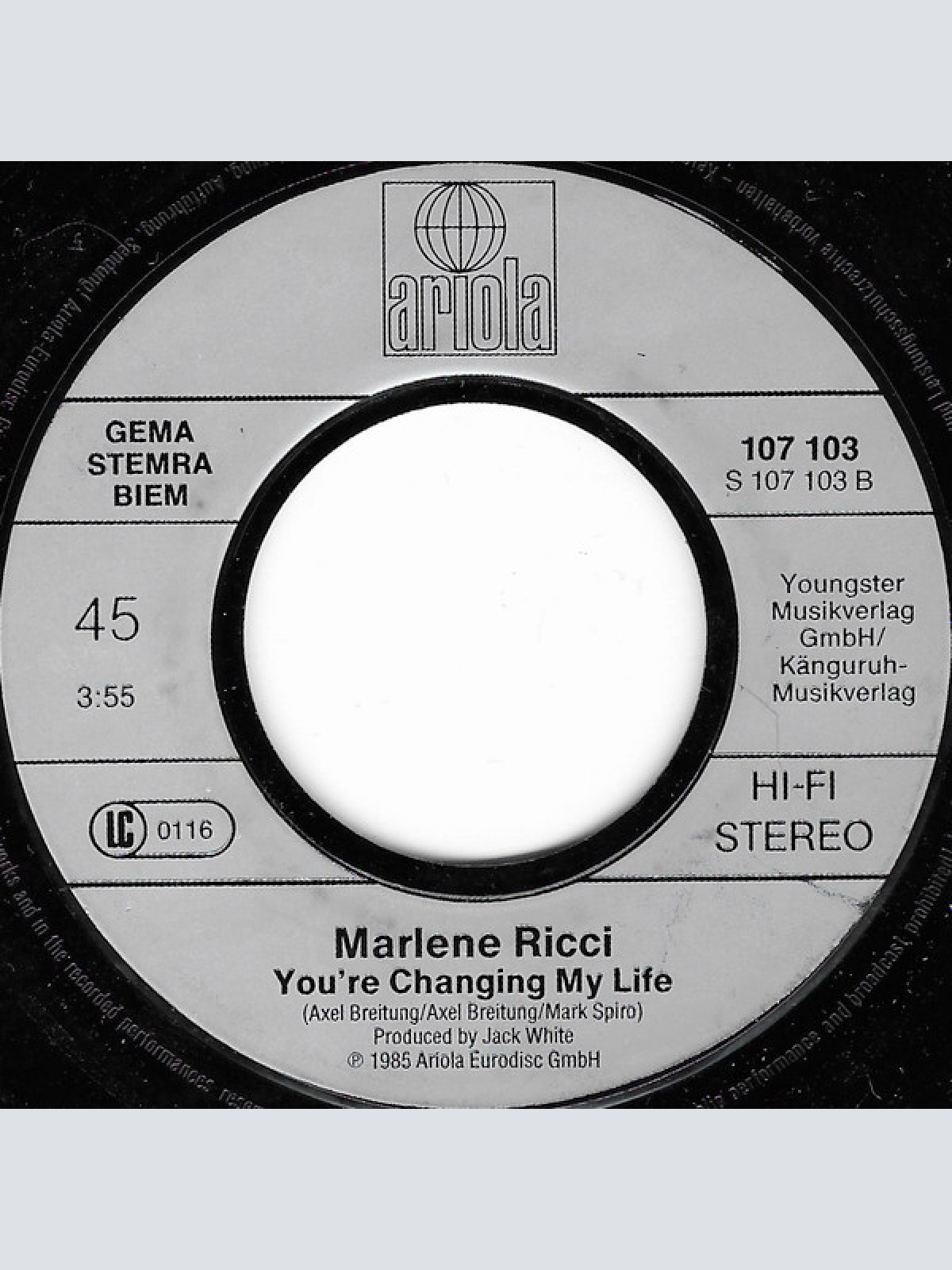 Vinyl / Marlene Ricci - You're Changing My Life