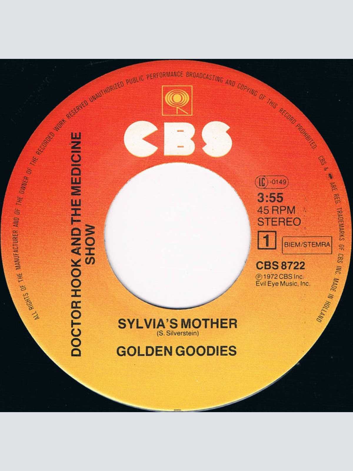 Vinyl / Doctor Hook And The Medicine Show* - Sylvia's Mother / Carry Me, Carrie