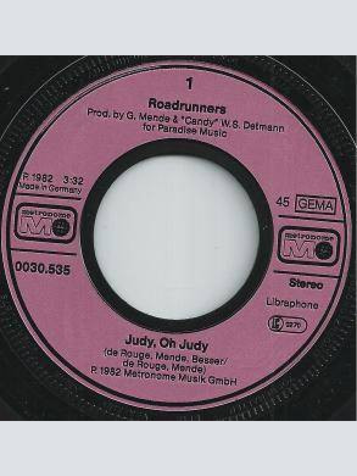Vinyl / Roadrunners (7) - Judy, Oh Judy