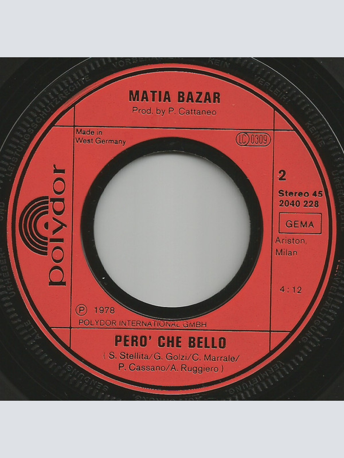 Vinyl / Matia Bazar - Raggio Di Luna