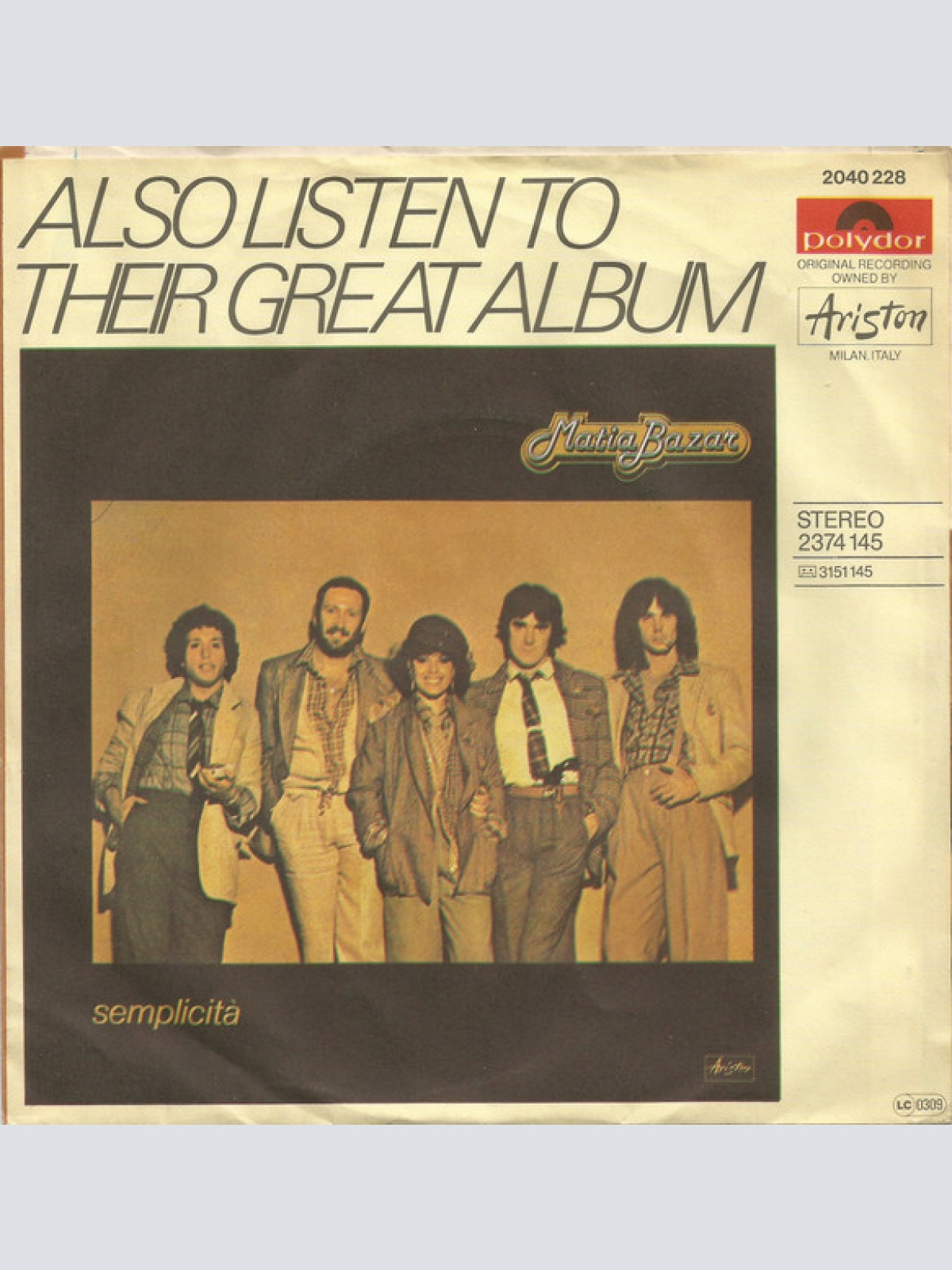 Vinyl / Matia Bazar - Raggio Di Luna