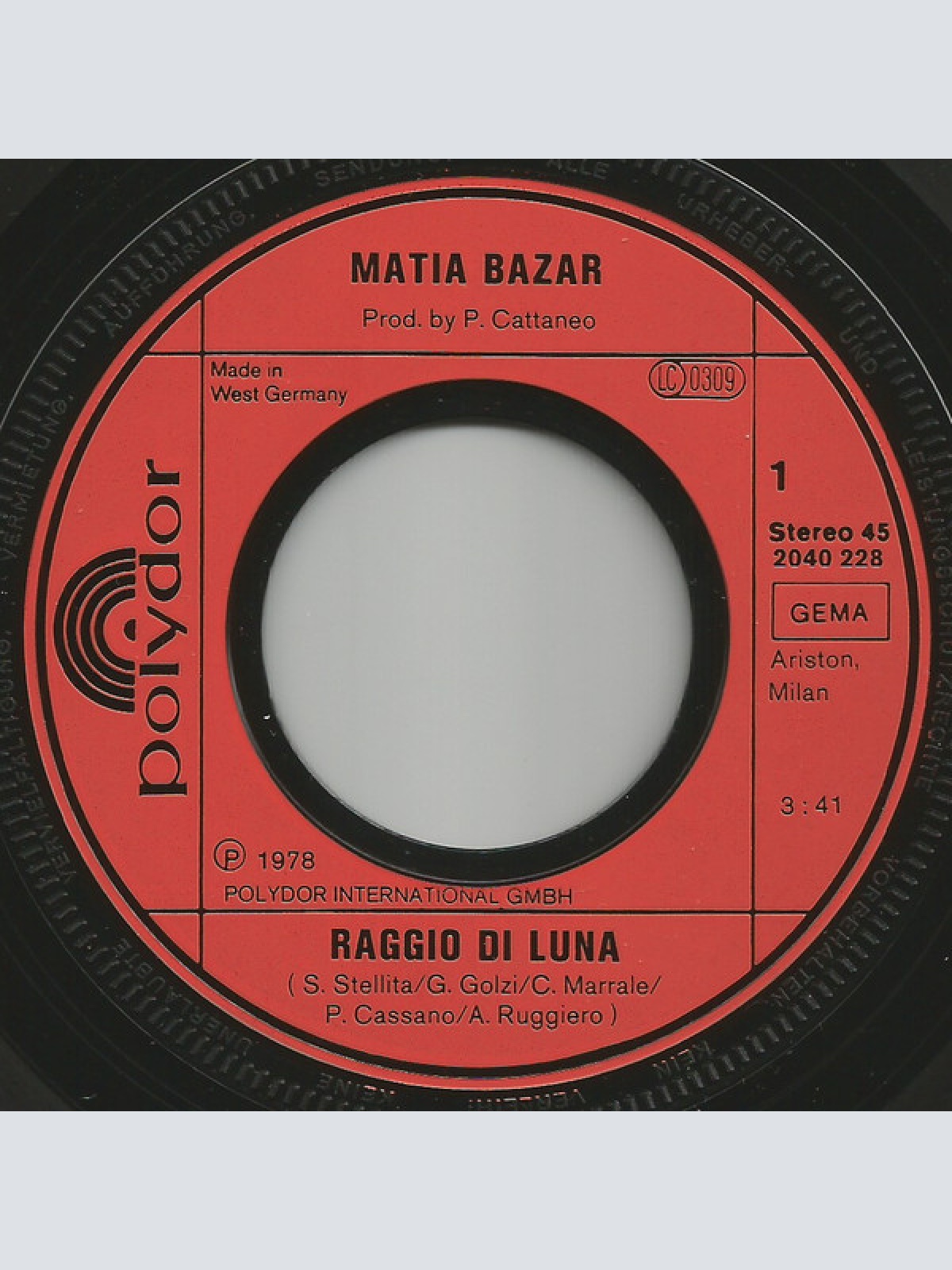 Vinyl / Matia Bazar - Raggio Di Luna