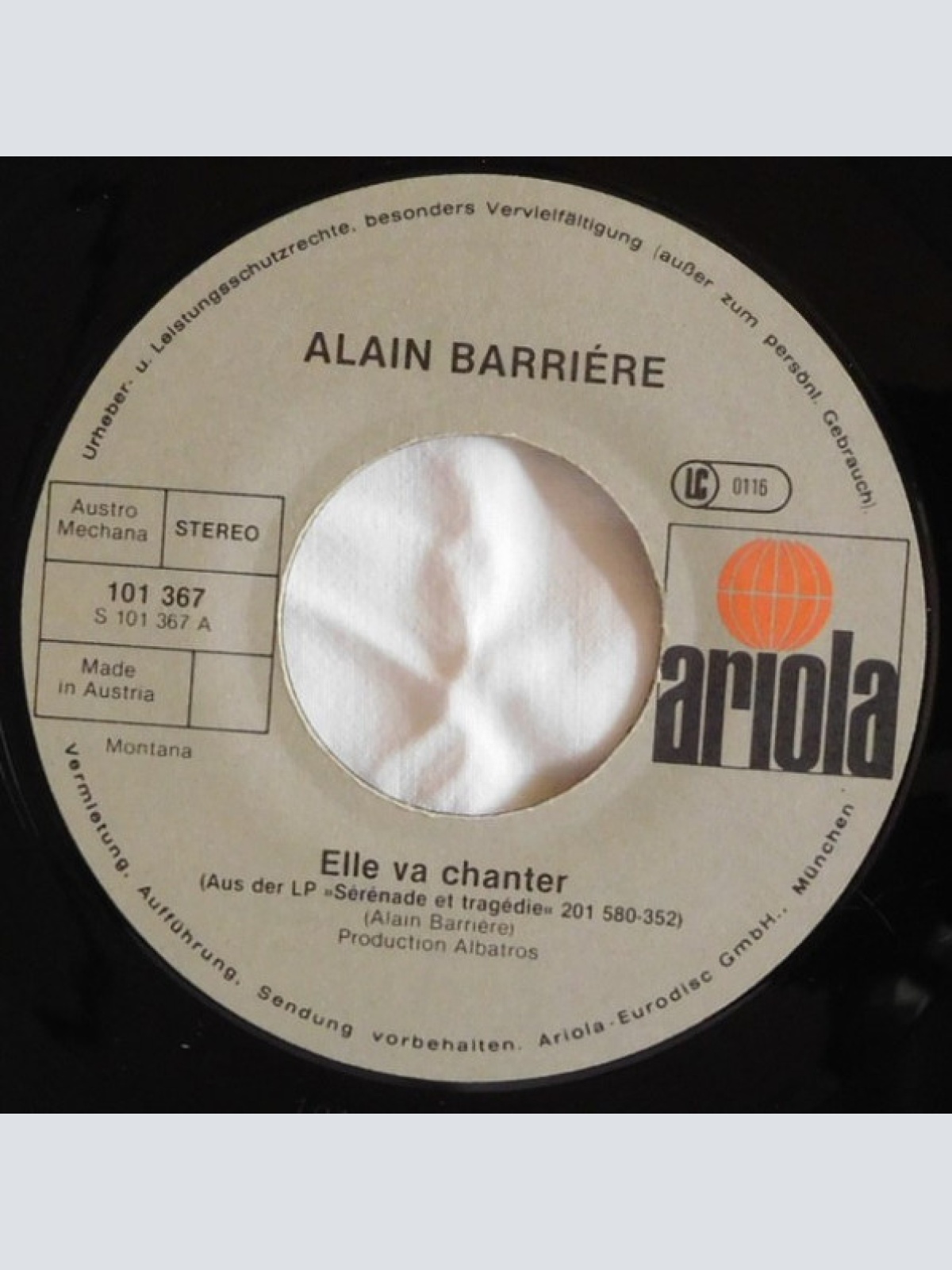 Vinyl / Alain Barriere* - Elle Va Chanter