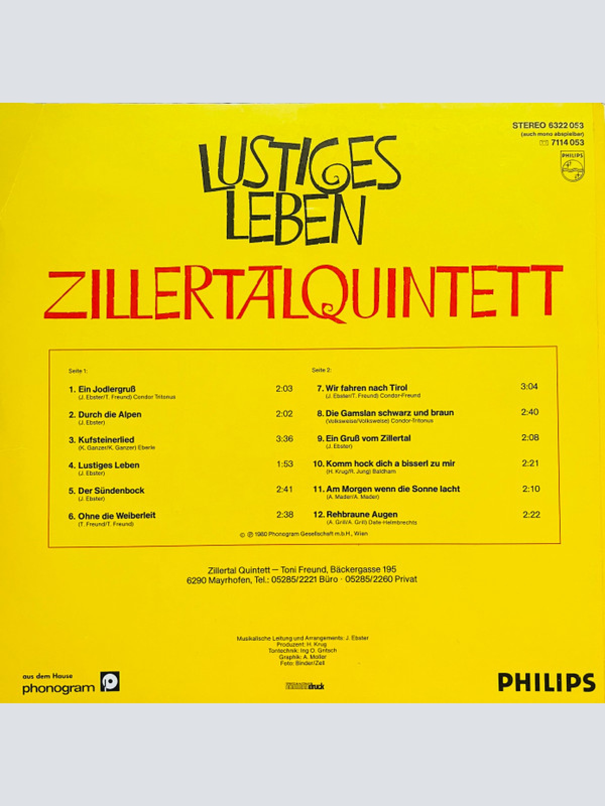 Vinyl / Zillertalquintett* - Lustiges Leben
