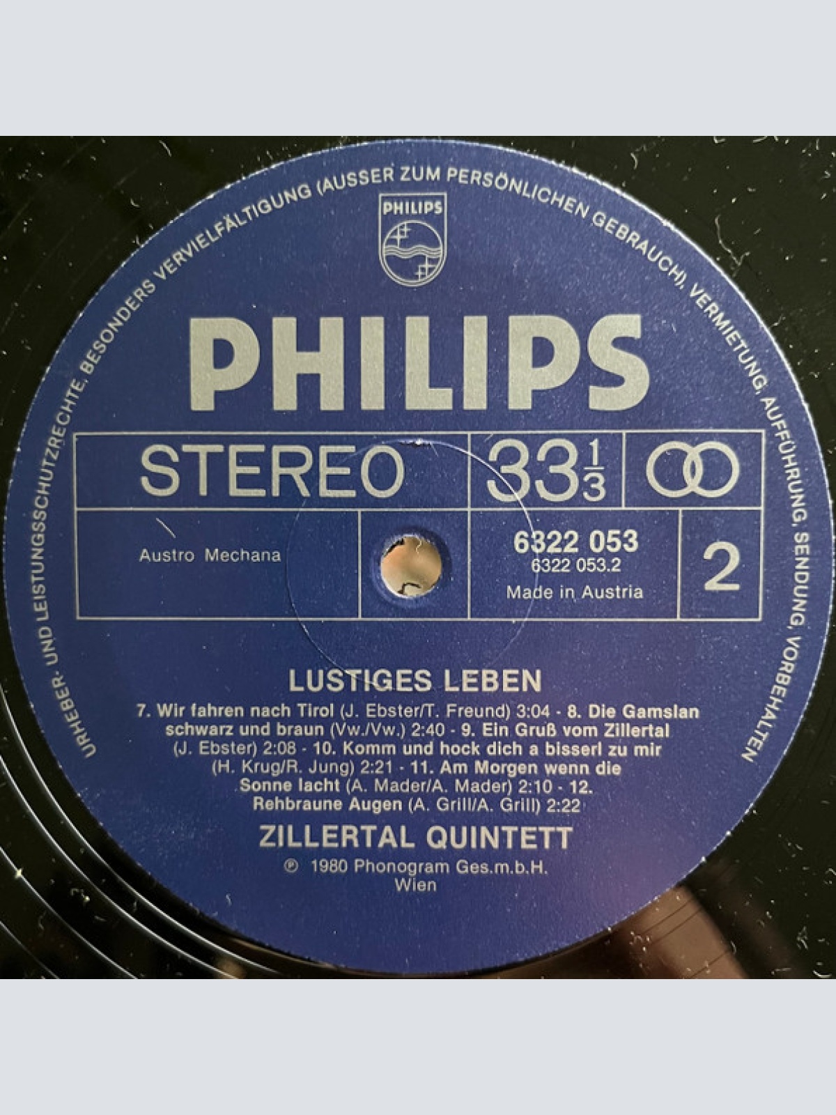 Vinyl / Zillertalquintett* - Lustiges Leben