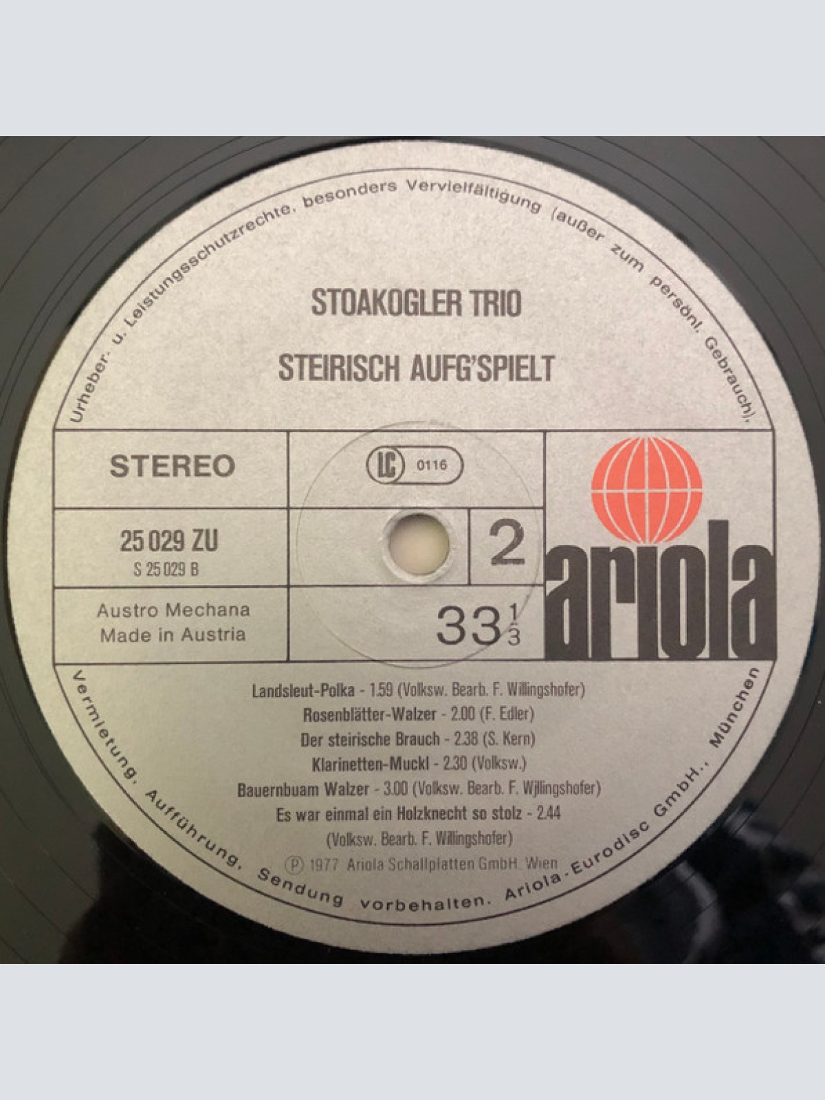 Vinyl / Das Stoakogler Trio* - Steirisch Aufg'spielt