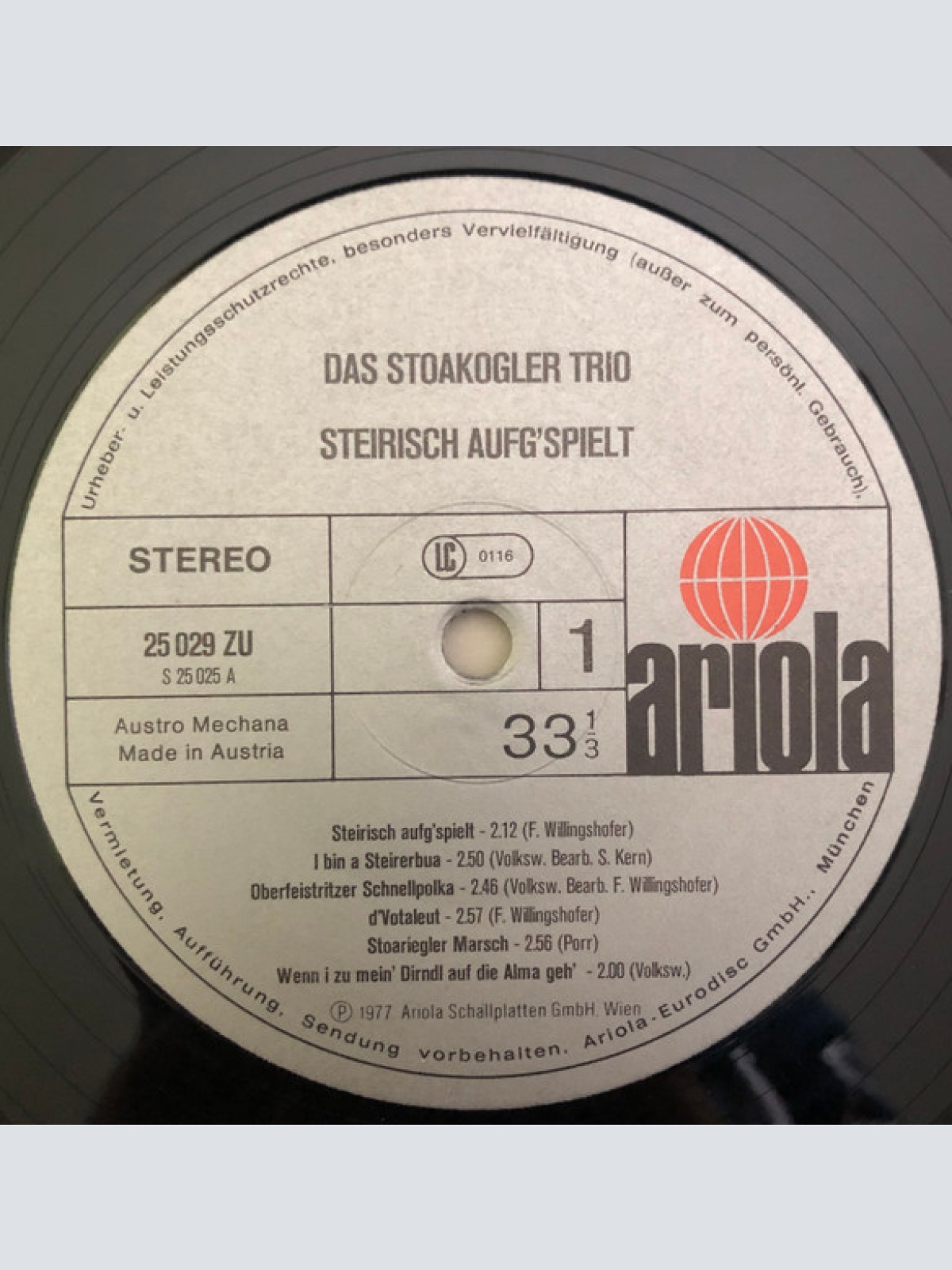 Vinyl / Das Stoakogler Trio* - Steirisch Aufg'spielt